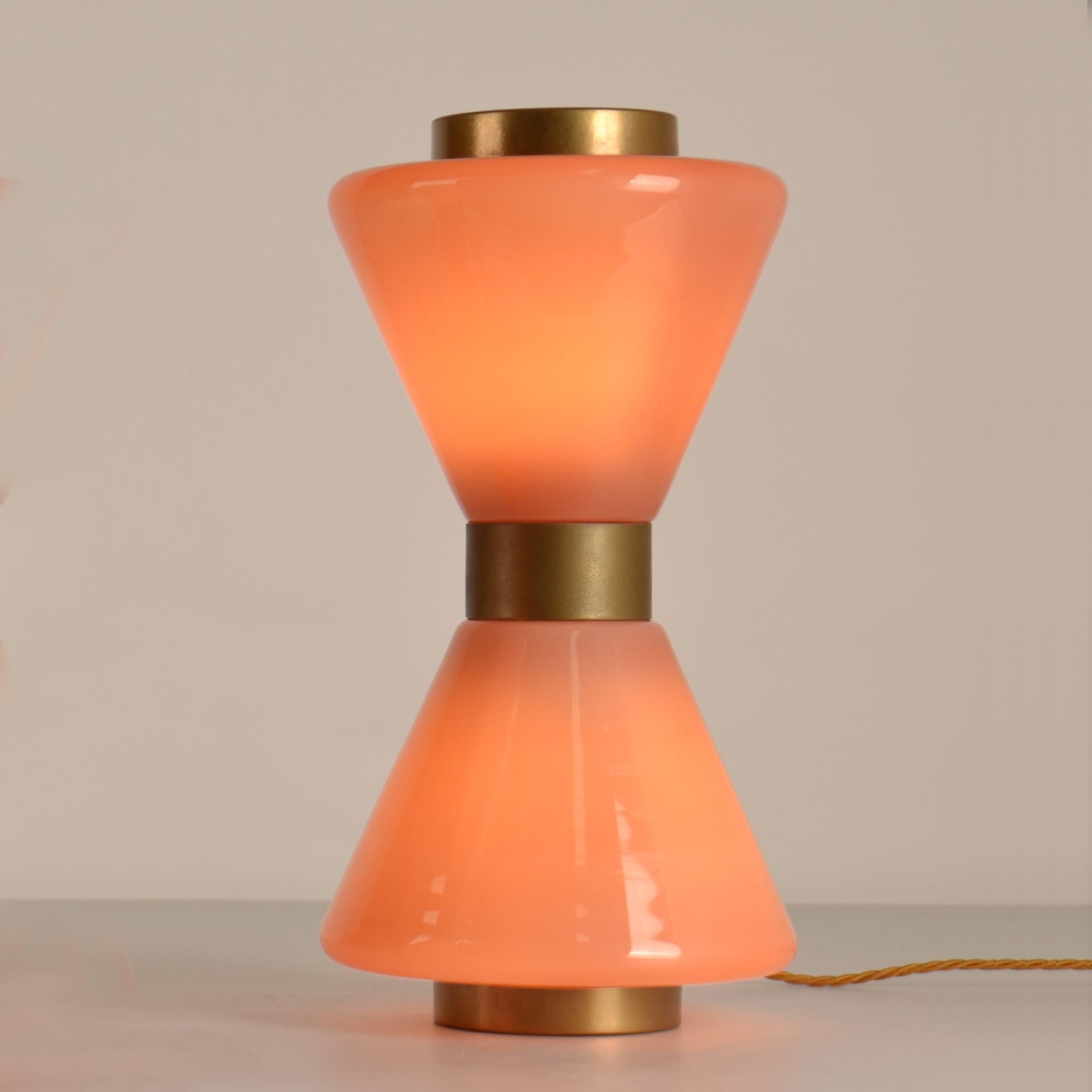 Italian Pink Murano Hourglass Table Lamp 1960's Vistosi Style For Sale