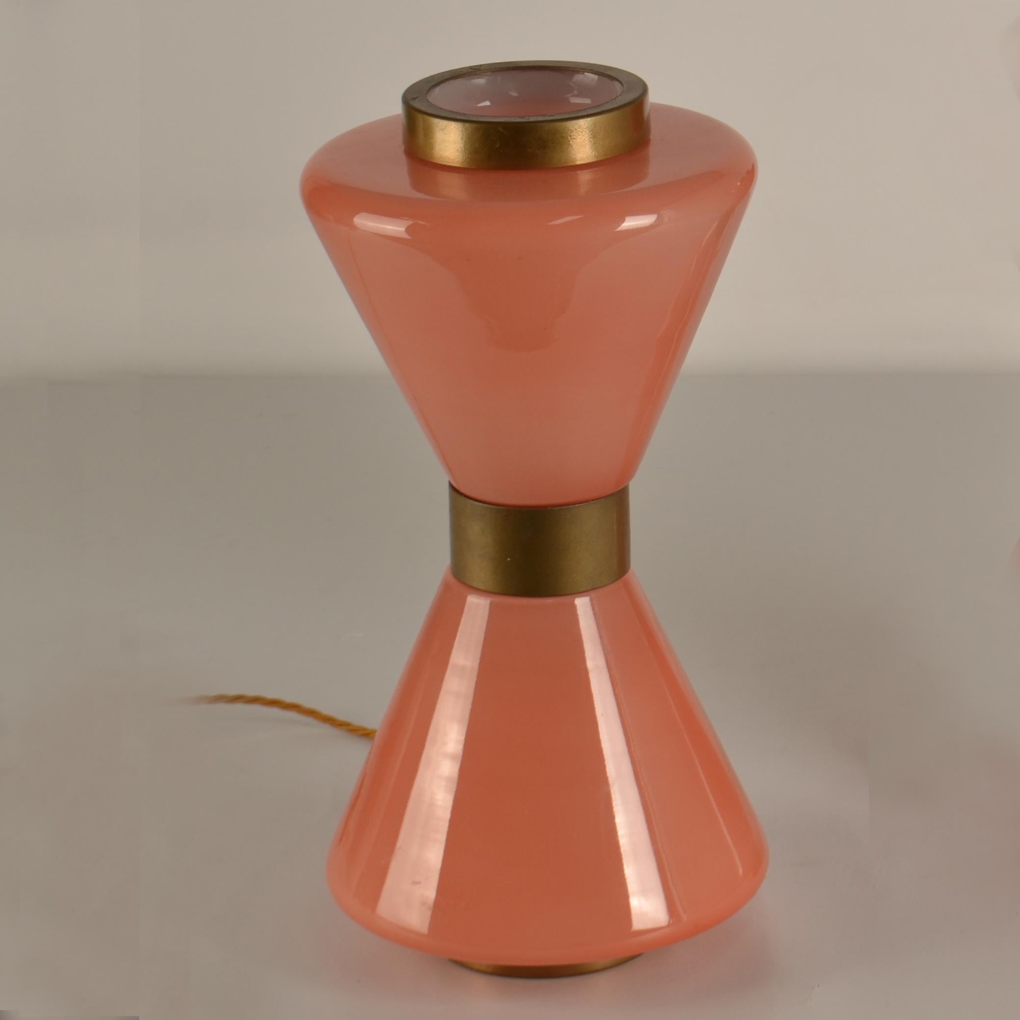 Pink Murano Hourglass Table Lamp 1960's Vistosi Style In Excellent Condition For Sale In London, GB