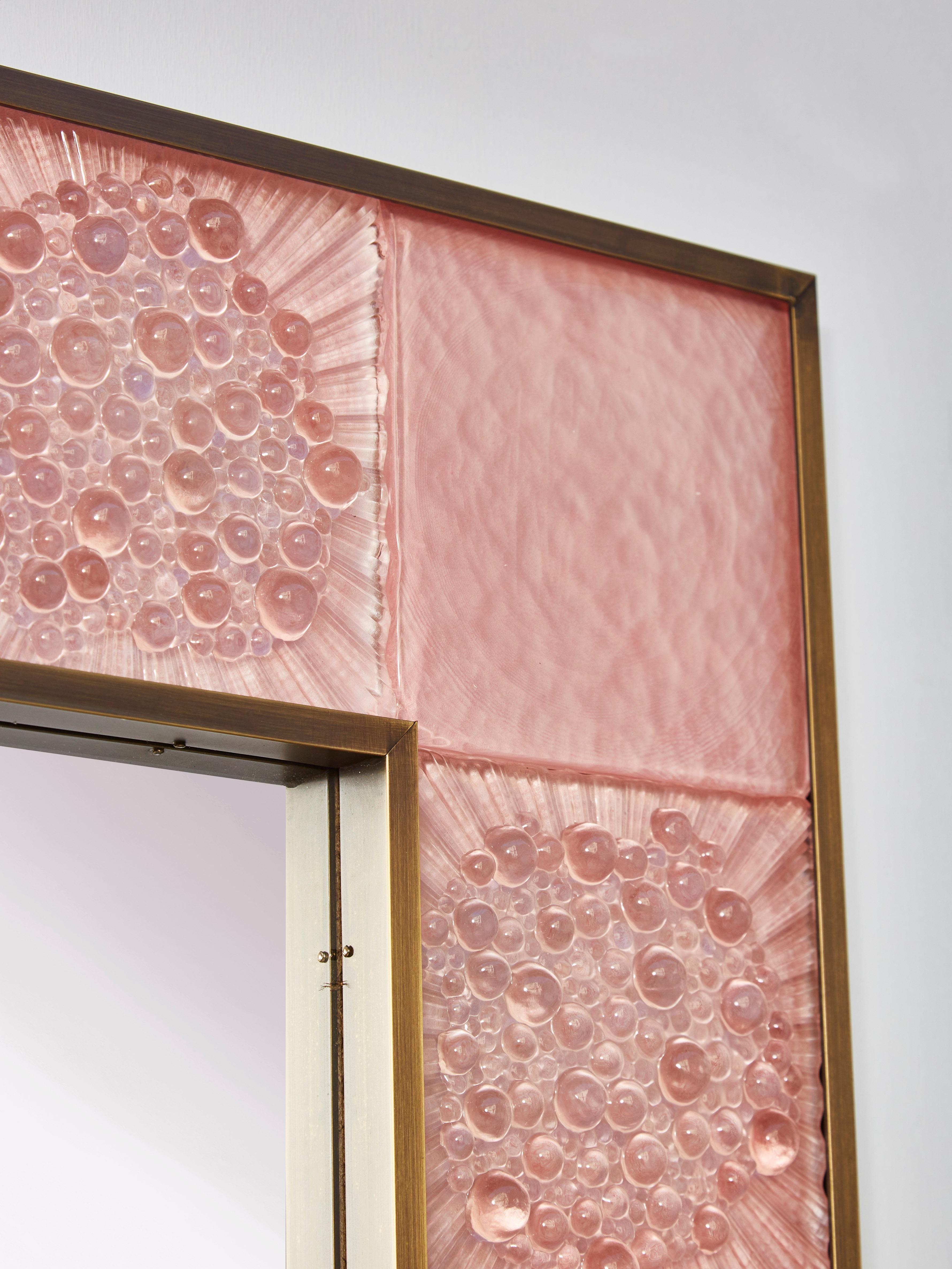Mid-Century Modern Pink Murano Glass Mirror by Studio Glustin For Sale
