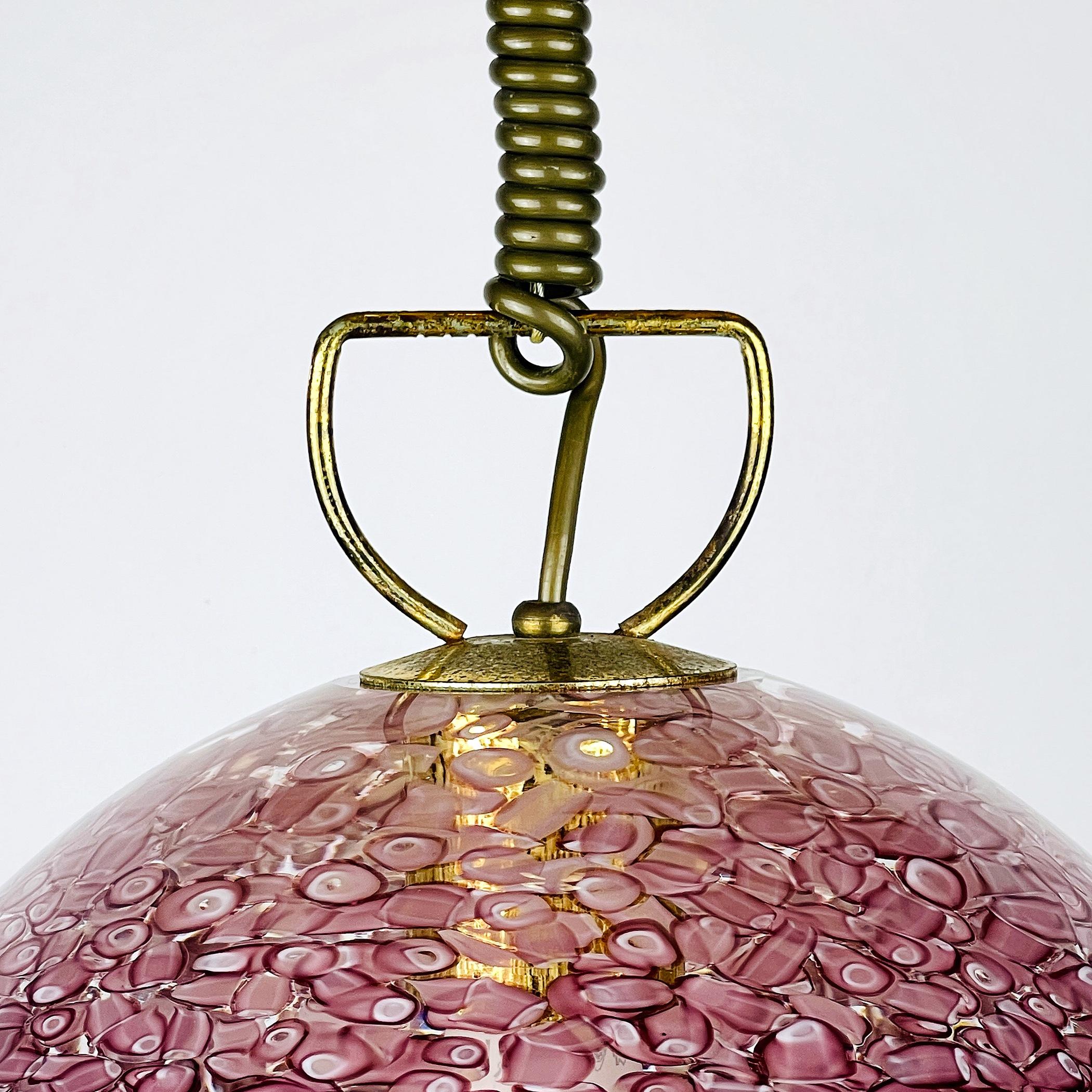 Pink murano pendant lamp Neverrino by Gae Aulenti for Vistosi Italy 1970s For Sale 3
