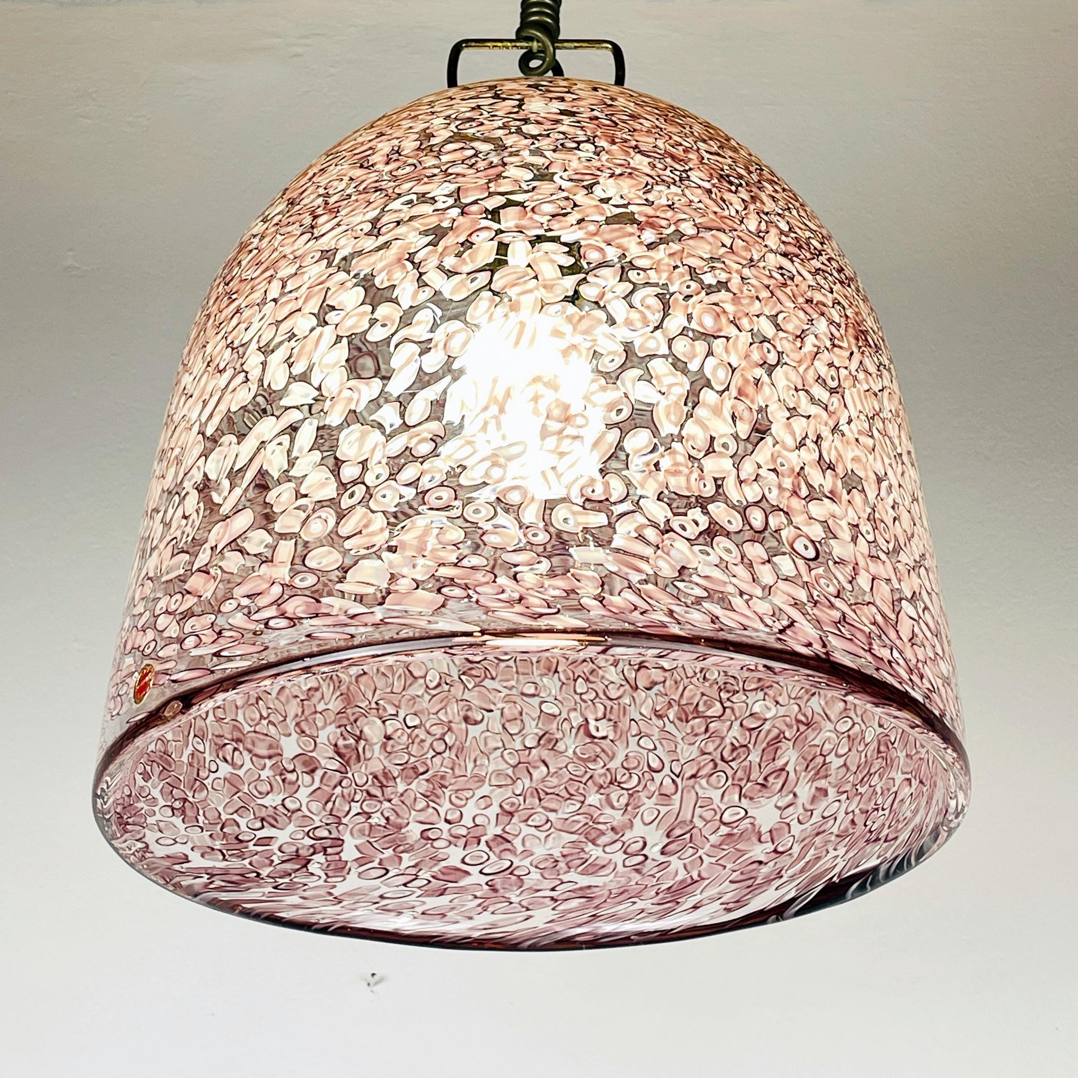 Pink murano pendant lamp Neverrino by Gae Aulenti for Vistosi Italy 1970s For Sale 6