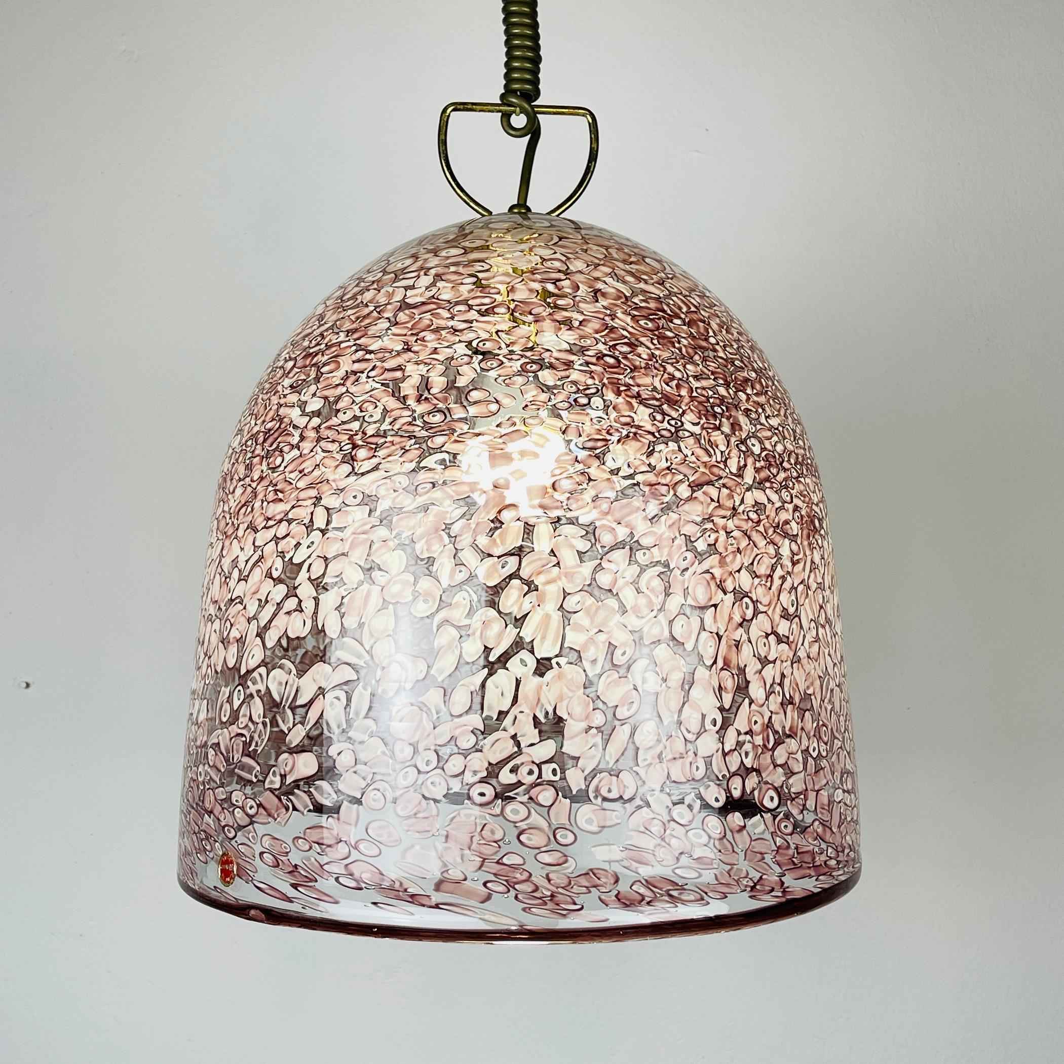 Italian Pink murano pendant lamp Neverrino by Gae Aulenti for Vistosi Italy 1970s For Sale