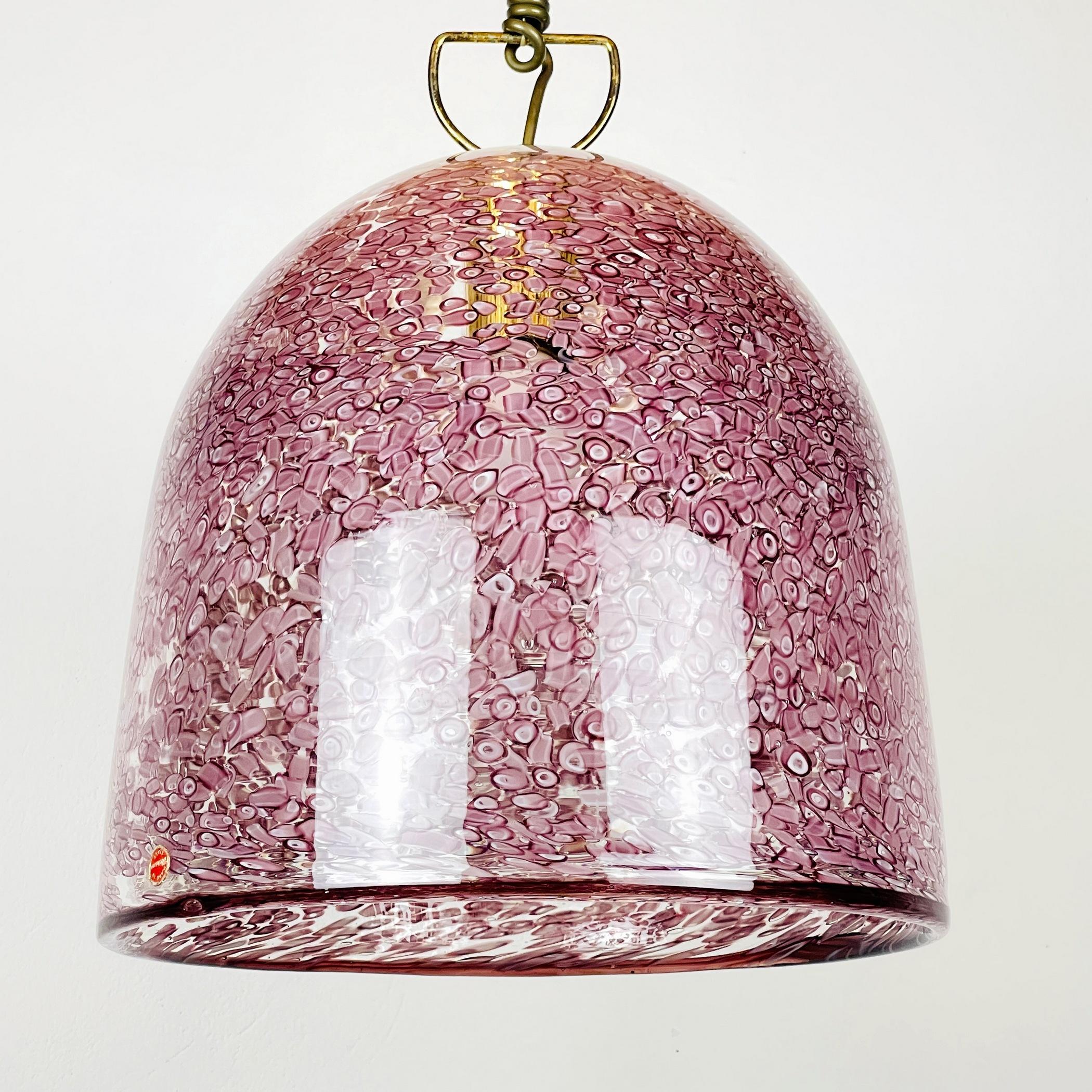 Pink murano pendant lamp Neverrino by Gae Aulenti for Vistosi Italy 1970s In Good Condition For Sale In Miklavž Pri Taboru, SI