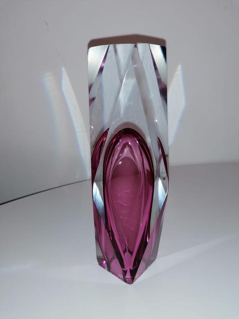 Italian Pink Murano Seguso Flavio Poli Glass Vase For Sale