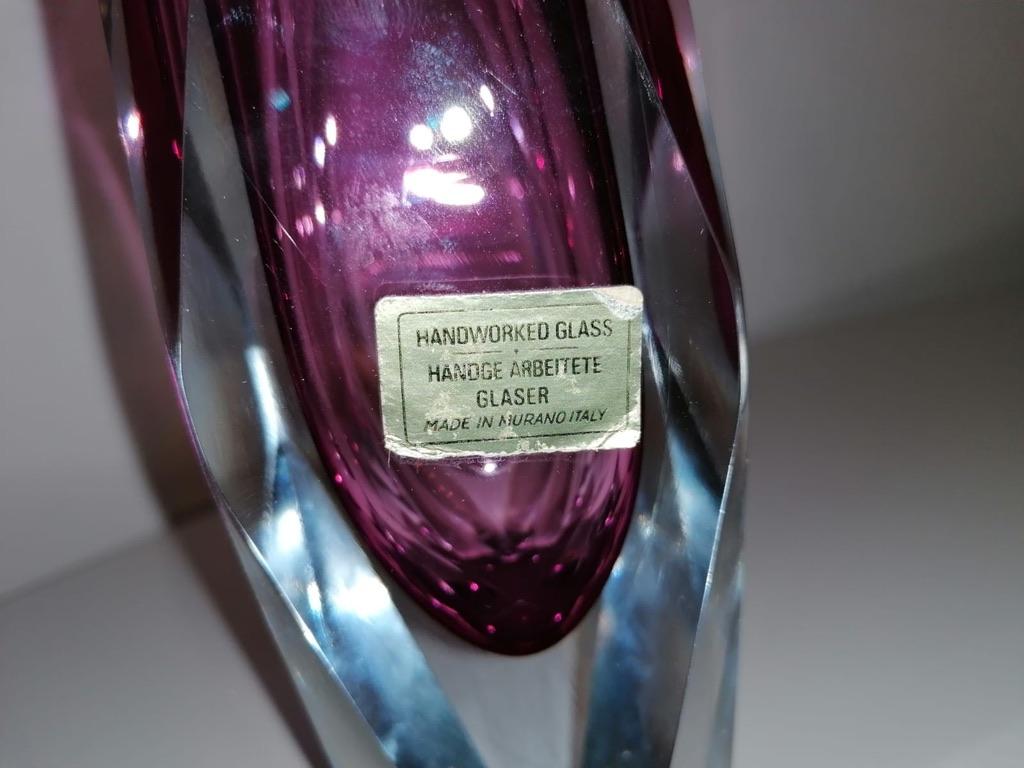 Art Glass Pink Murano Seguso Flavio Poli Glass Vase For Sale