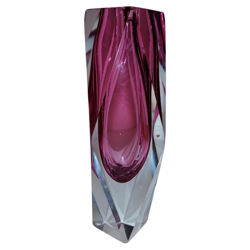 Vaso in vetro rosa di Murano Seguso Flavio Poli