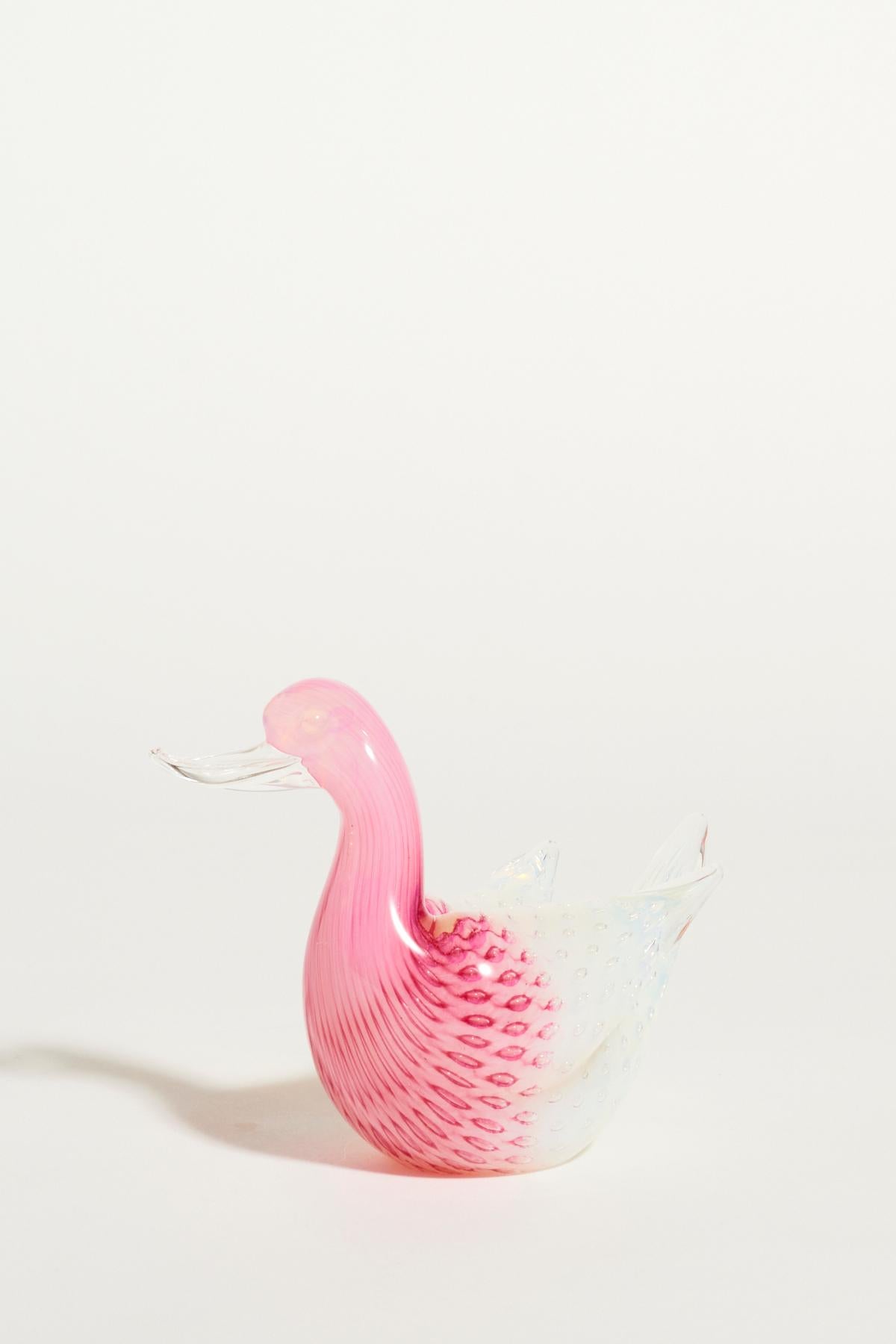 Italian pink and white Murano glass swan.
