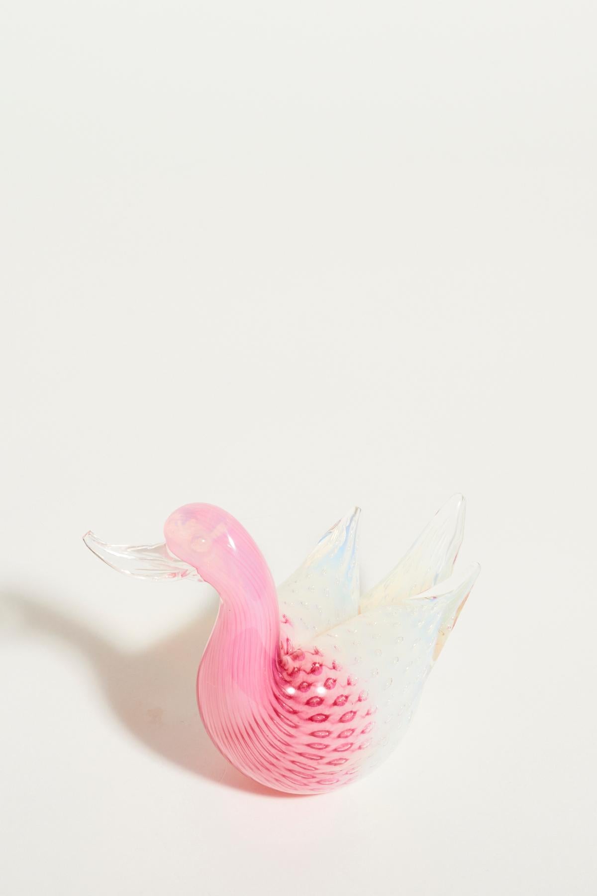 Italian Pink Murano Swan