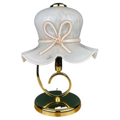 Murano-Tischlampe mit weiblichem Hut aus rosa Murano, Italien, 1980er Jahre