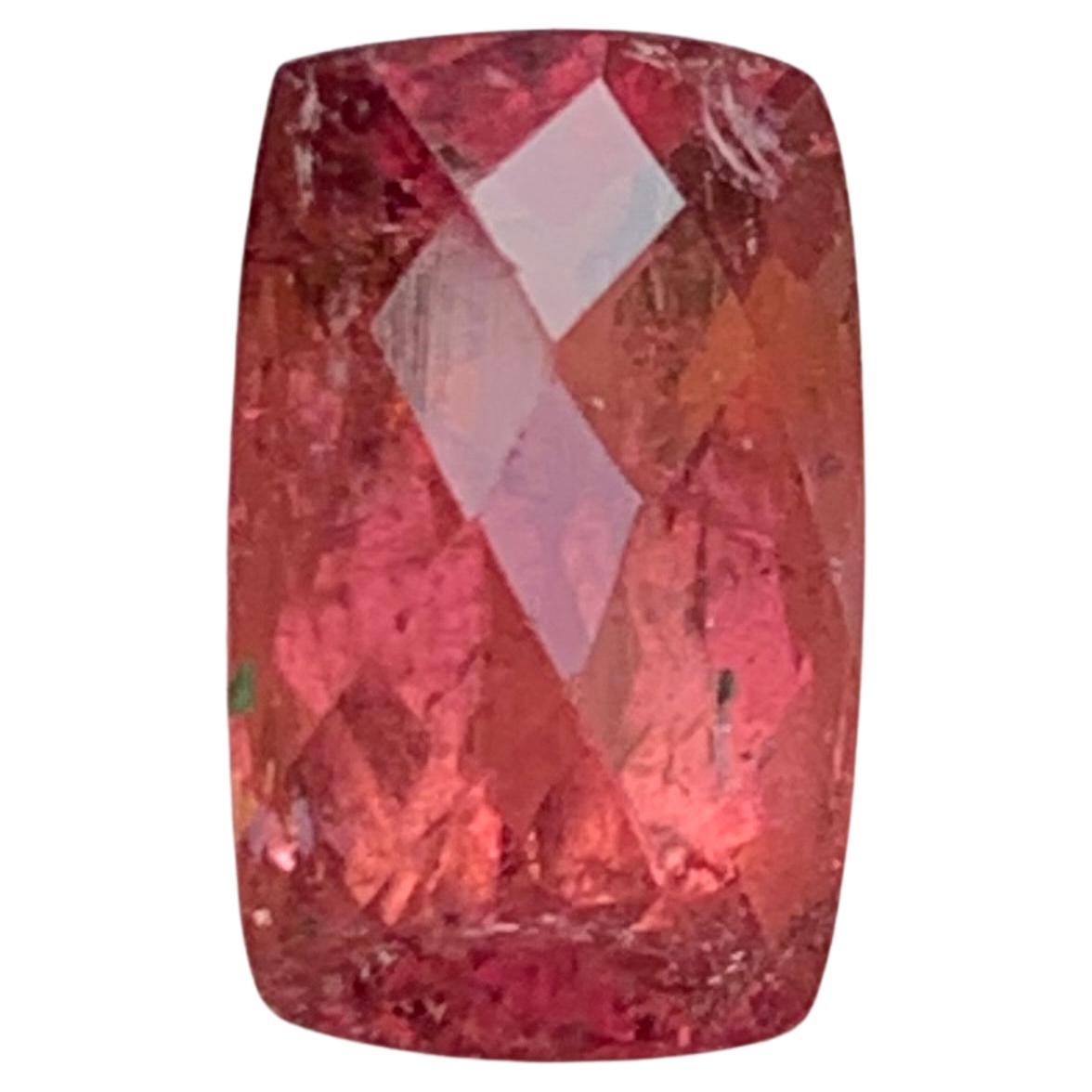 Anillo de turmalina rubelita natural rosa Gema suelta 4,35 qt talla damero