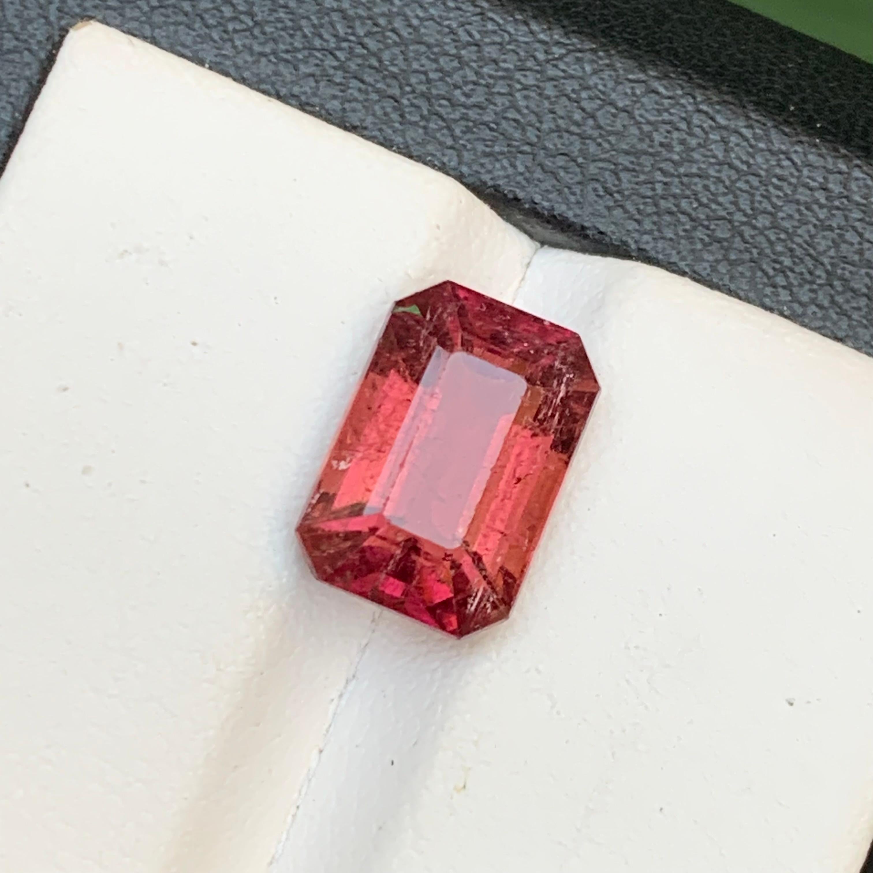 Pink Natural Rubellite Tourmaline Ring Loose Gemstone 4.45 Ct Emerald Cut-Jewel For Sale 5