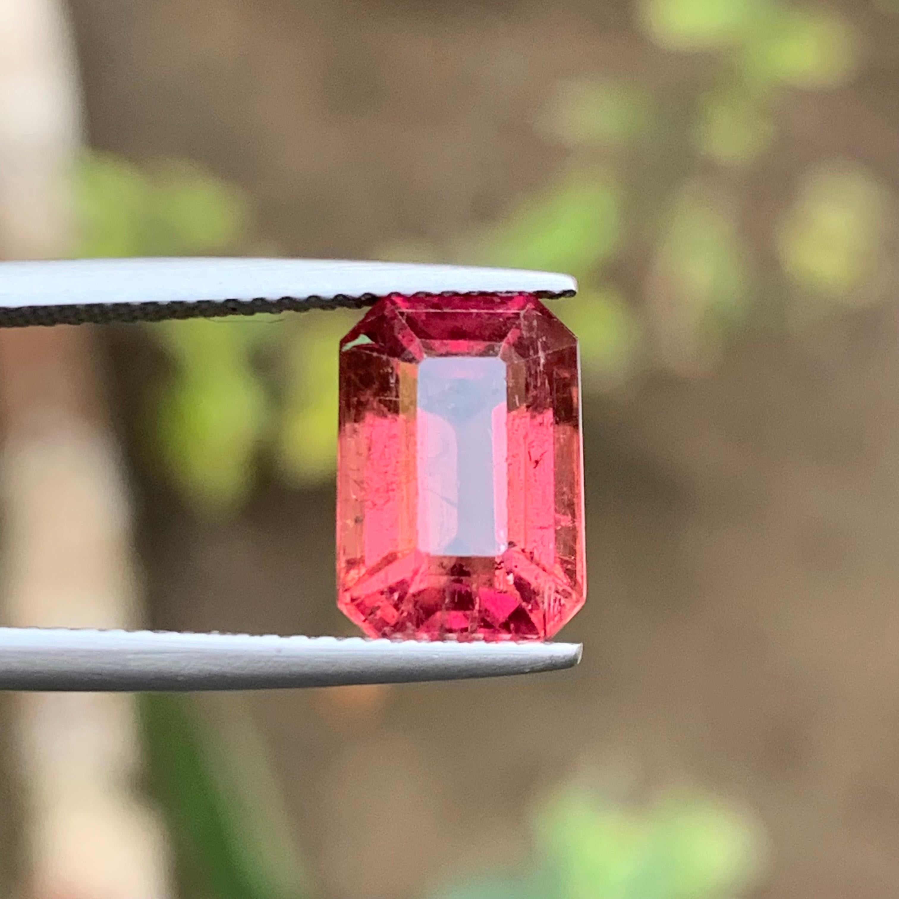 Pink Natural Rubellite Tourmaline Ring Loose Gemstone 4.45 Ct Emerald Cut-Jewel For Sale 6