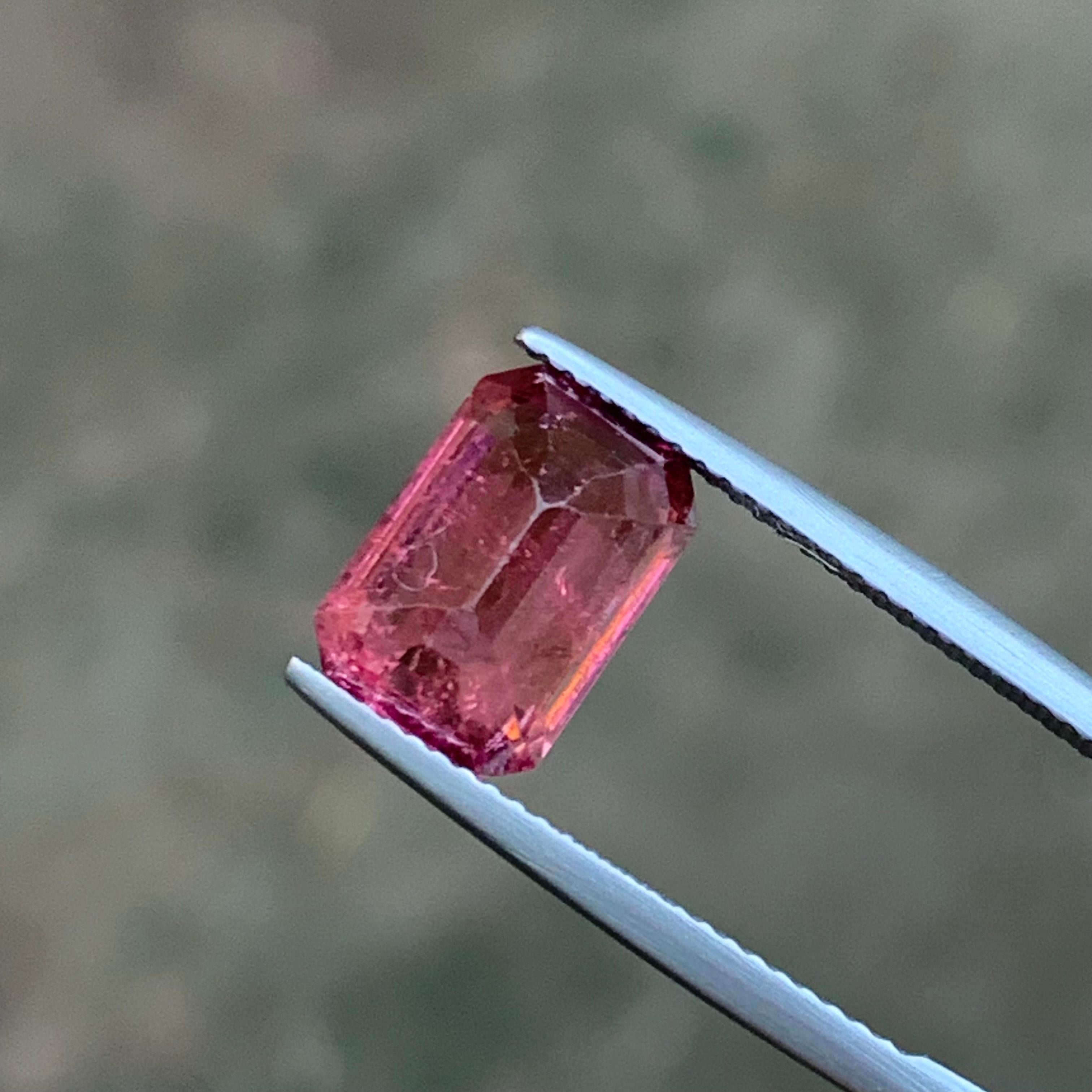 Pink Natural Rubellite Tourmaline Ring Loose Gemstone 4.45 Ct Emerald Cut-Jewel For Sale 7