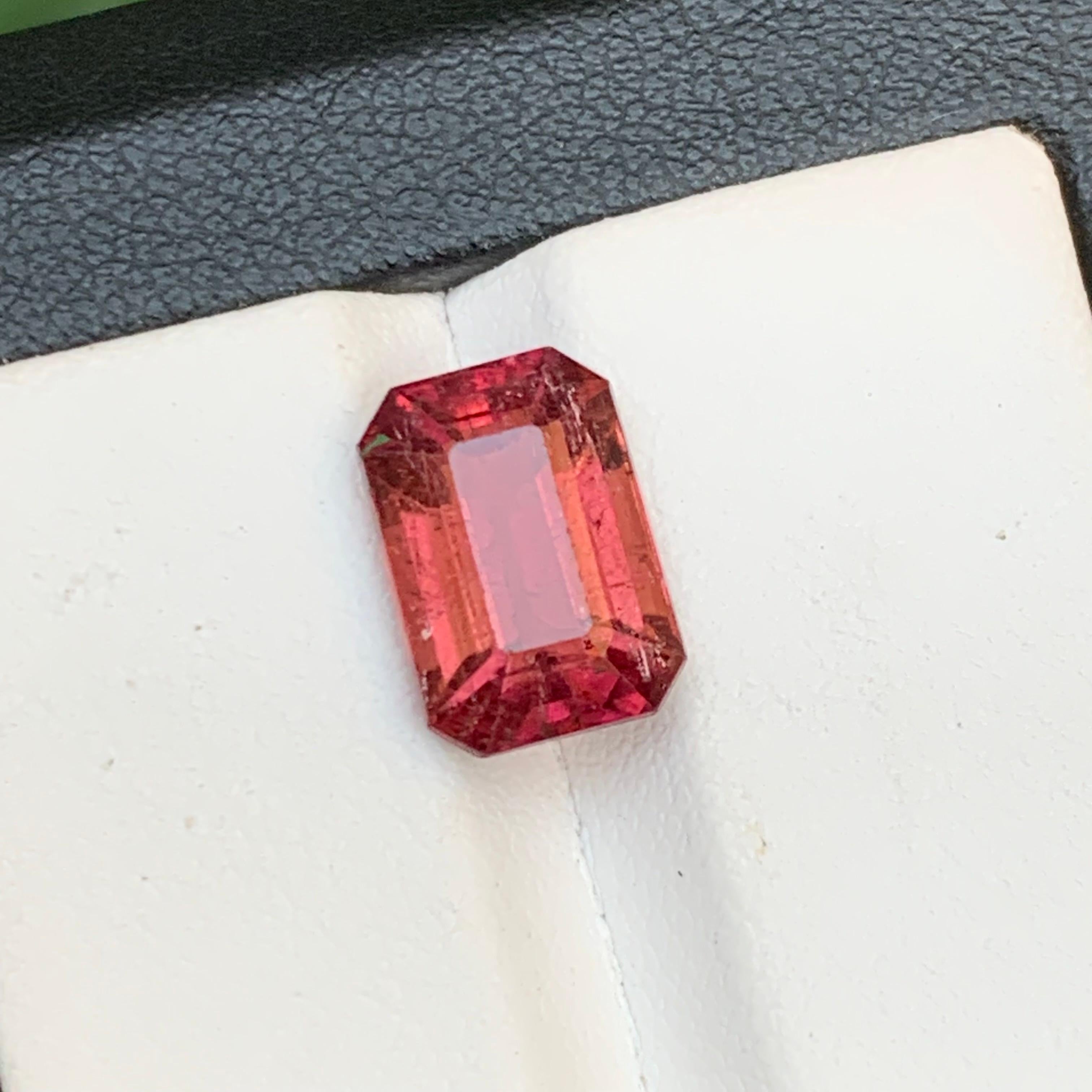 Contemporary Pink Natural Rubellite Tourmaline Ring Loose Gemstone 4.45 Ct Emerald Cut-Jewel For Sale