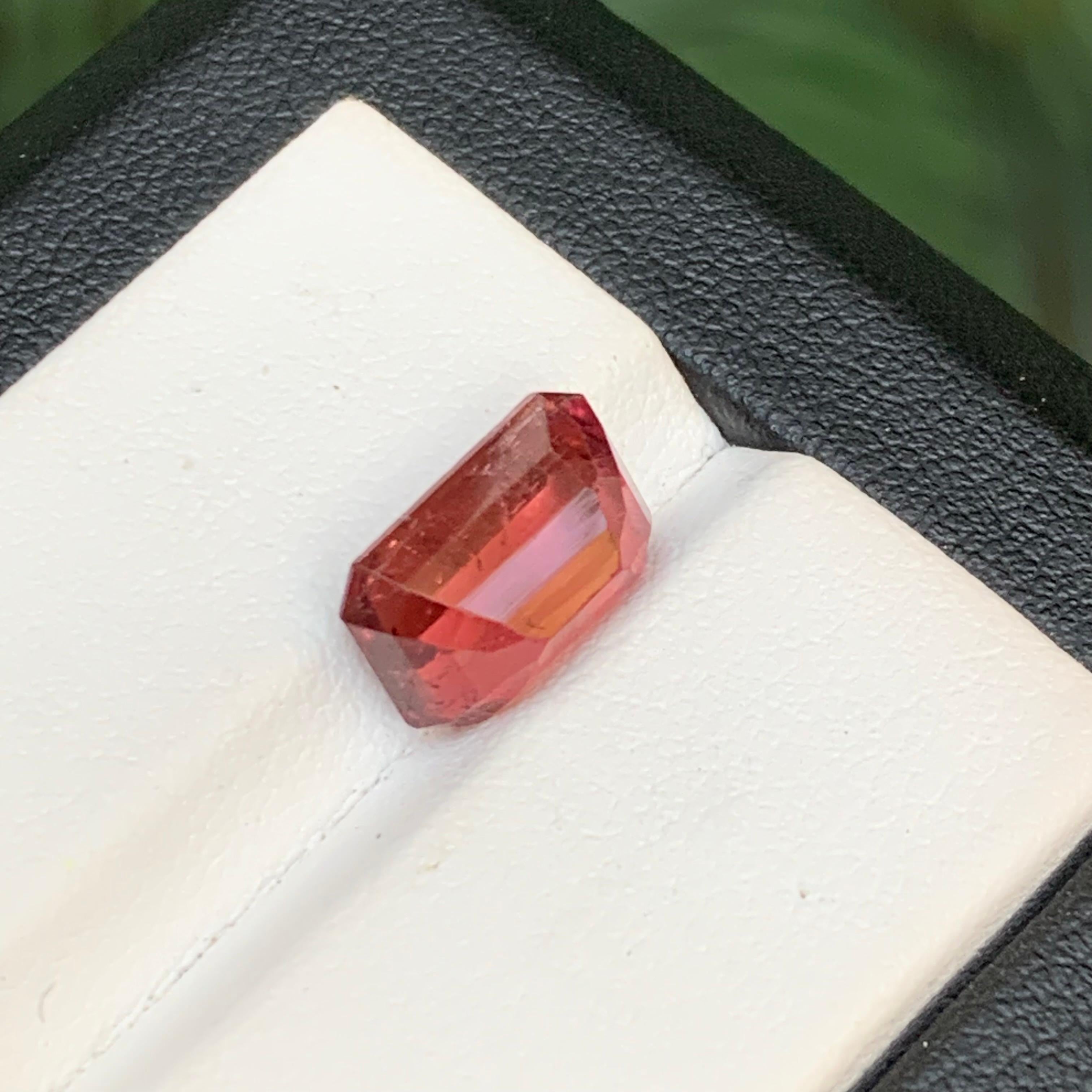 Pink Natural Rubellite Tourmaline Ring Loose Gemstone 4.45 Ct Emerald Cut-Jewel For Sale 2