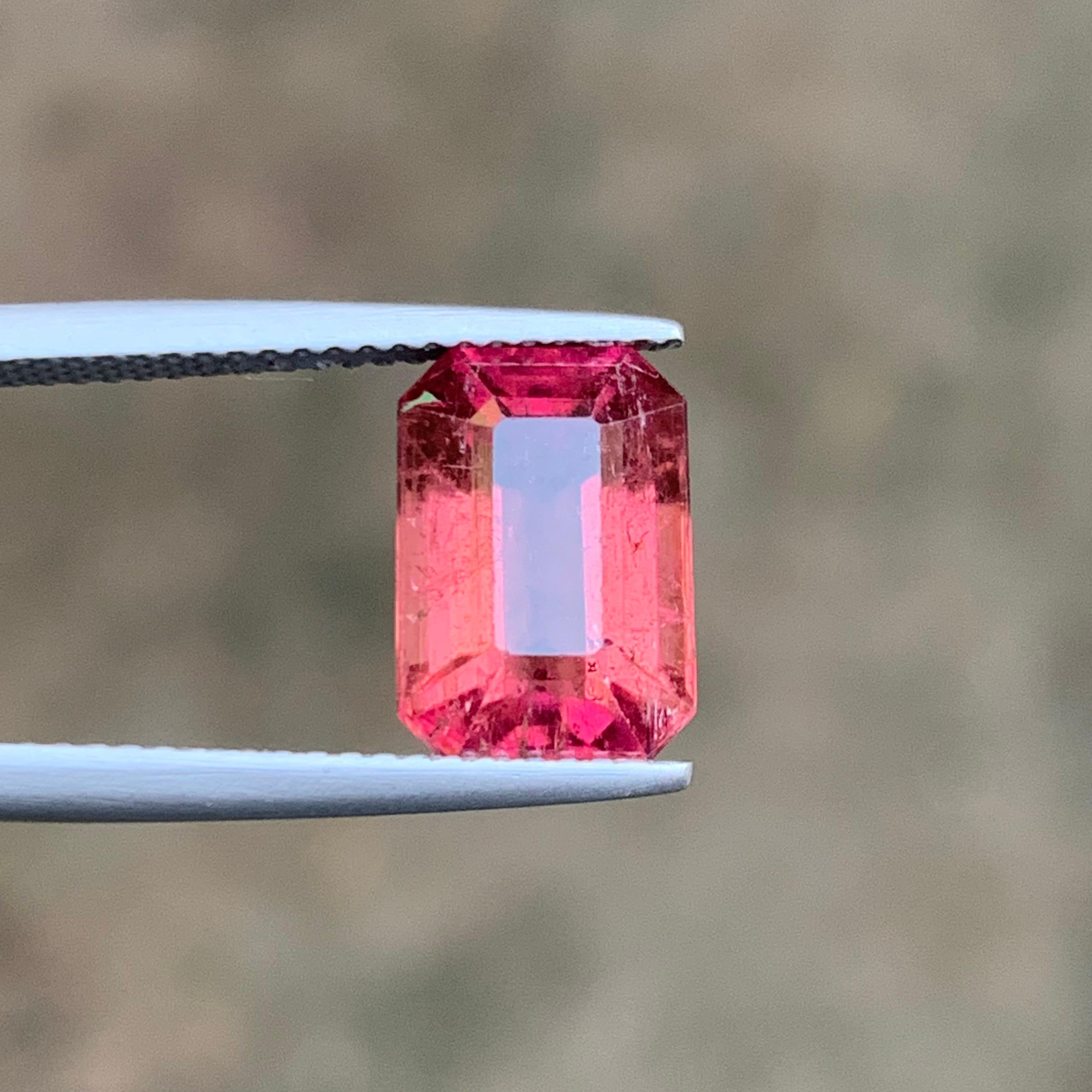 Pink Natural Rubellite Tourmaline Ring Loose Gemstone 4.45 Ct Emerald Cut-Jewel For Sale 3