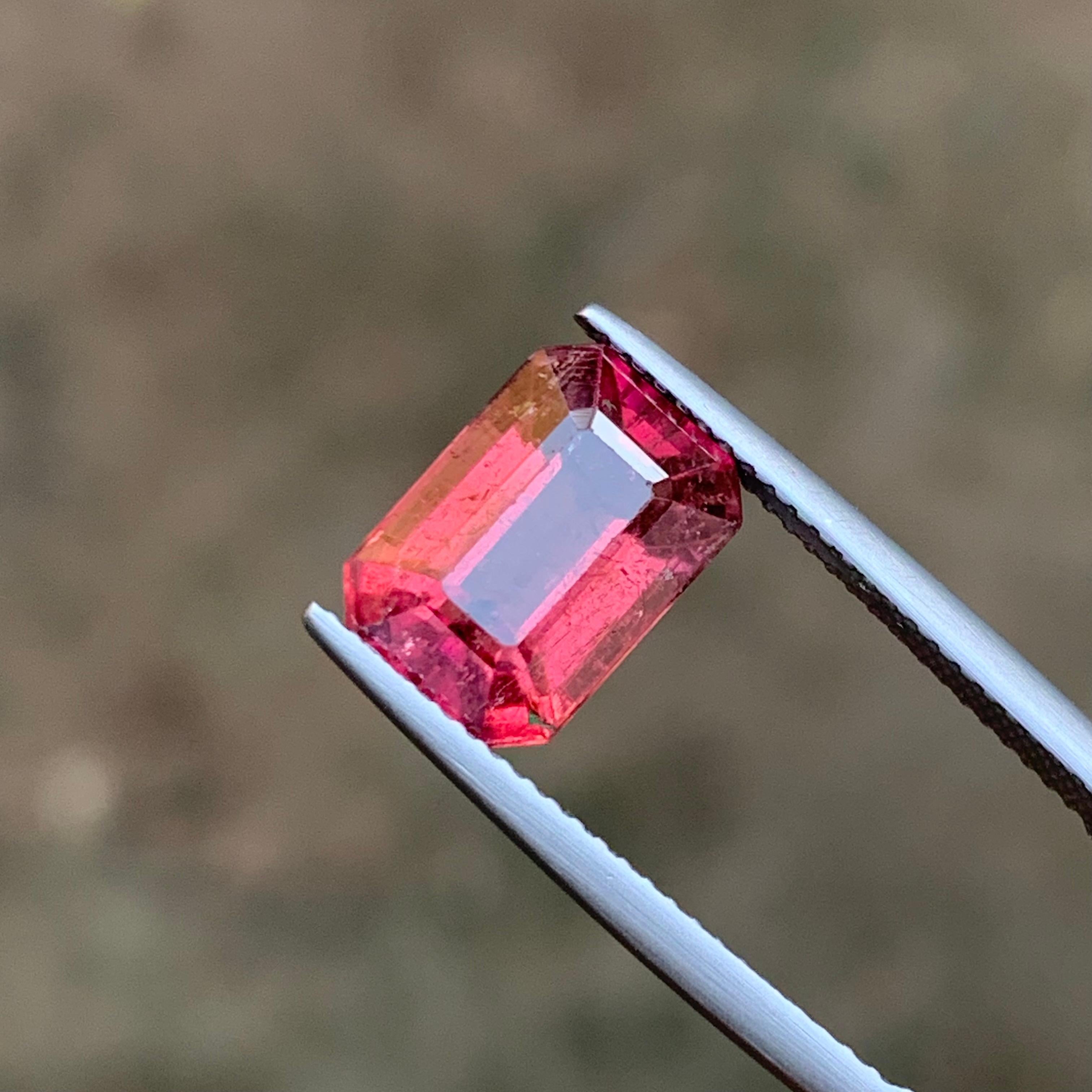 Pink Natural Rubellite Tourmaline Ring Loose Gemstone 4.45 Ct Emerald Cut-Jewel For Sale 4