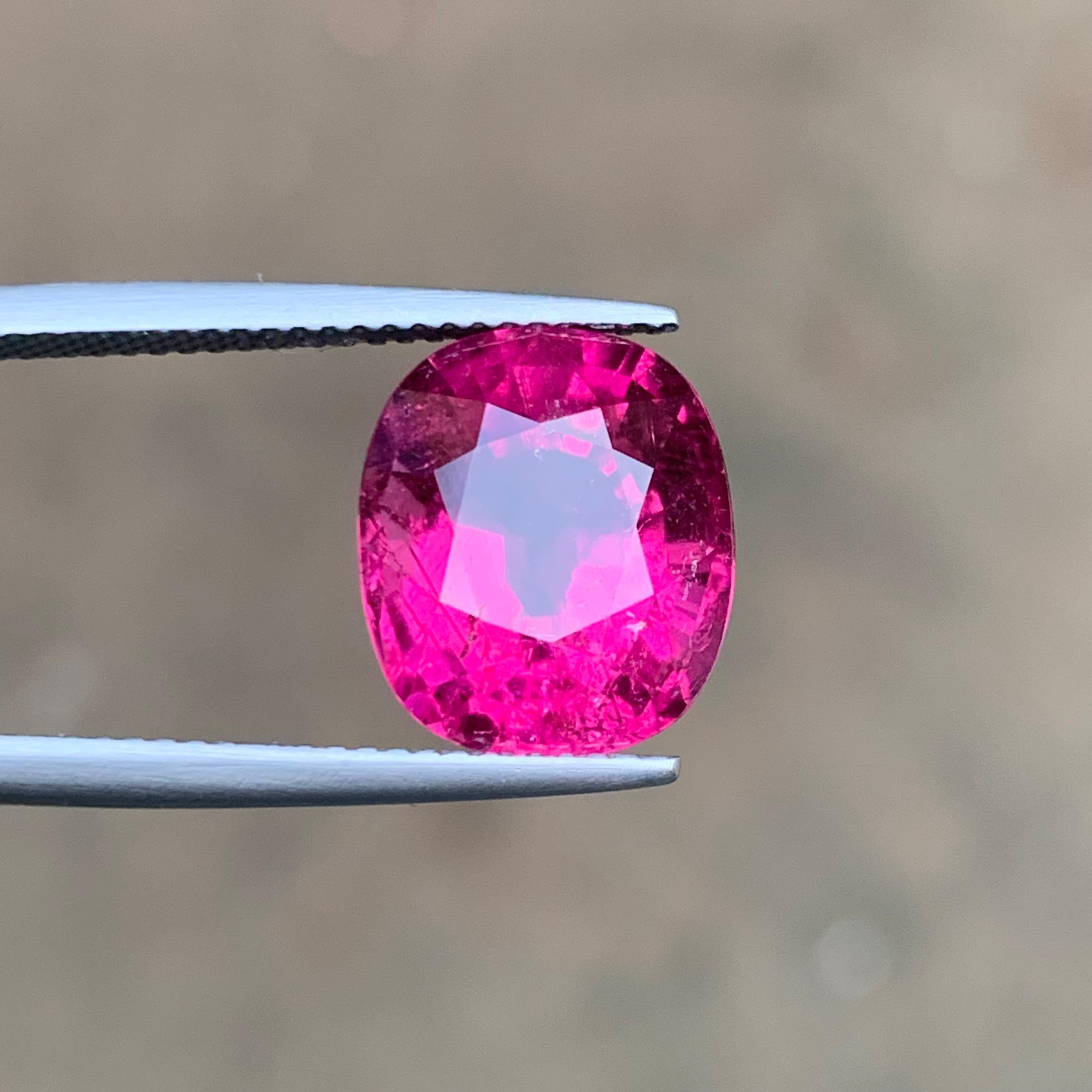 Pink Natural Rubellite Tourmaline Ring, Pendant Loose Gemstone 7.50 Ct Cushion For Sale 4