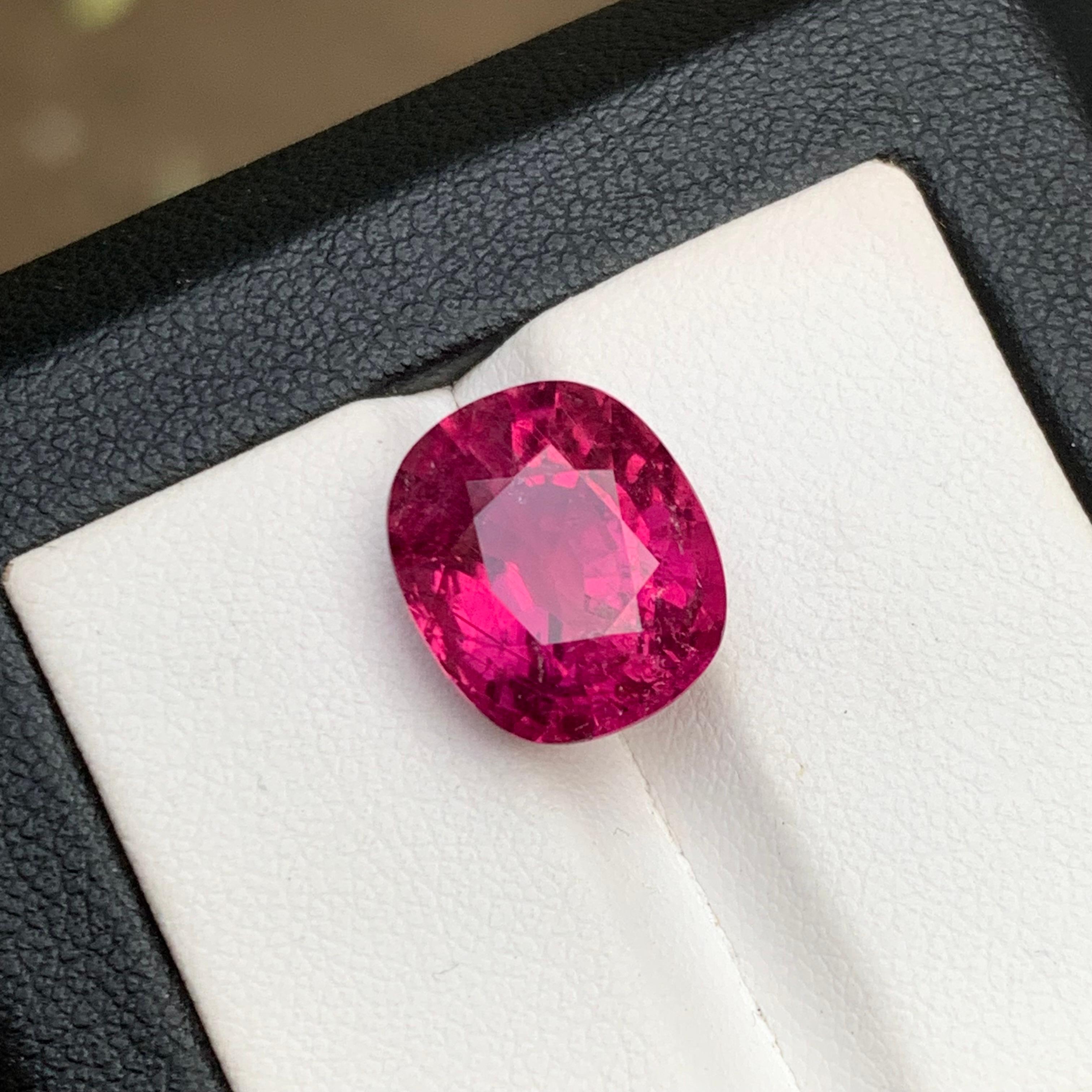 Contemporary Pink Natural Rubellite Tourmaline Ring, Pendant Loose Gemstone 7.50 Ct Cushion For Sale