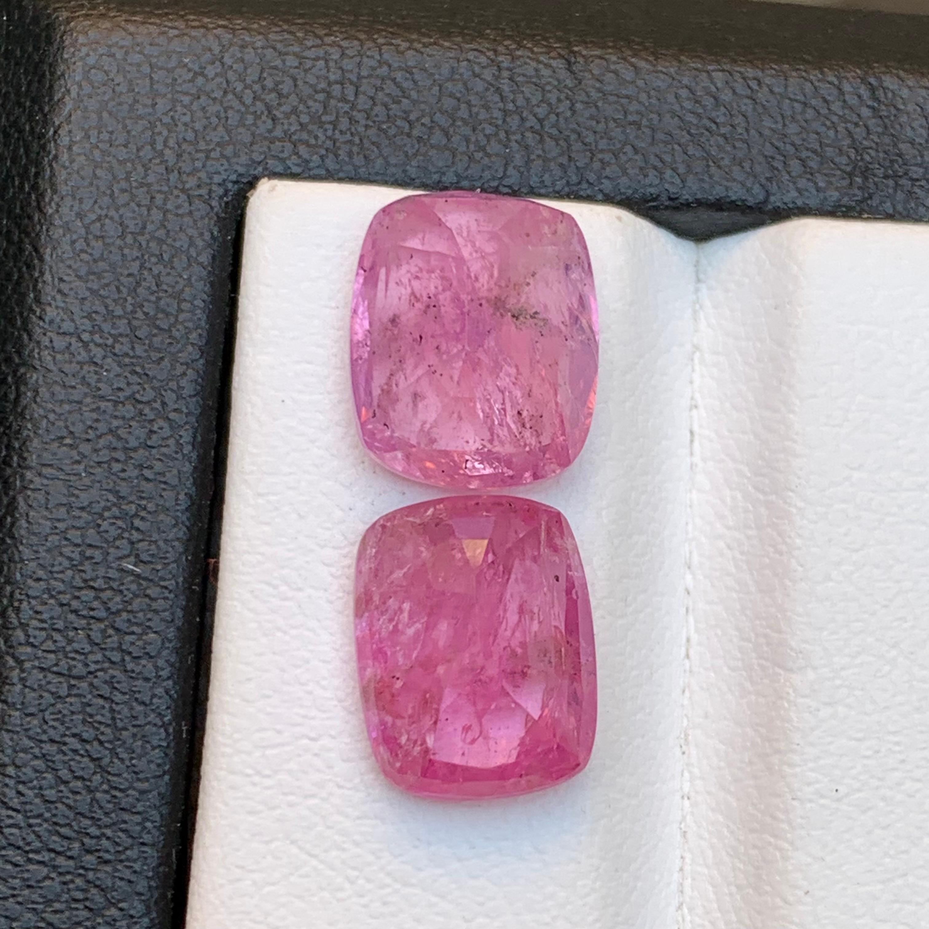 Pink Natural Sapphire Ring, Pendant Loose Gemstones Set 11.90 Ct Cushion Cut 5