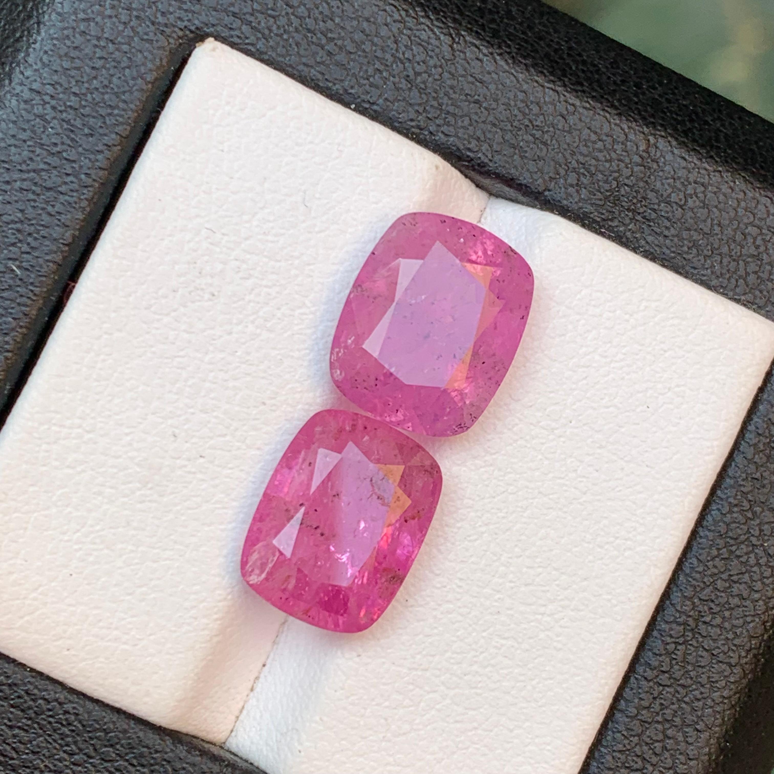 Pink Natural Sapphire Ring, Pendant Loose Gemstones Set 11.90 Ct Cushion Cut 6