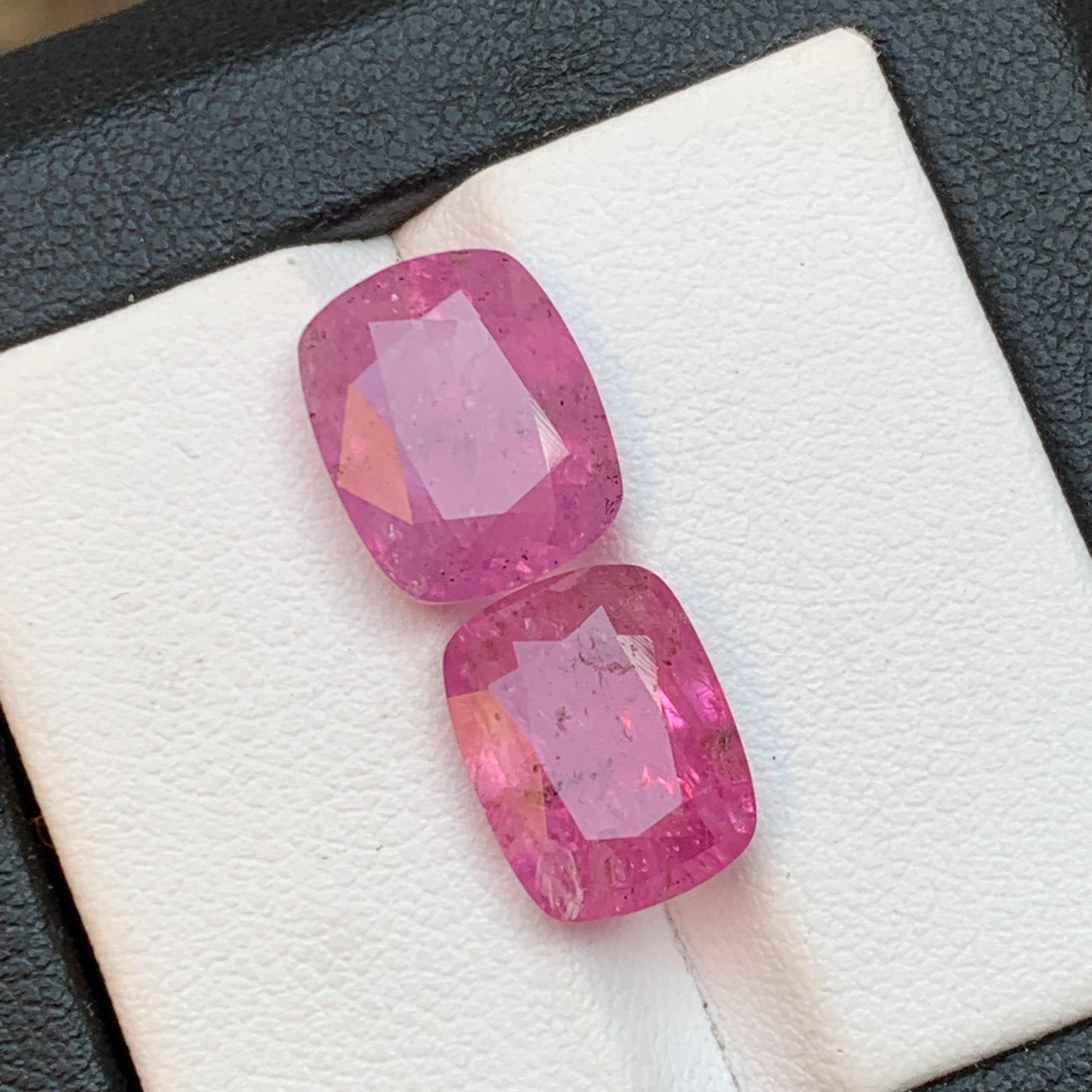Contemporary Pink Natural Sapphire Ring, Pendant Loose Gemstones Set 11.90 Ct Cushion Cut