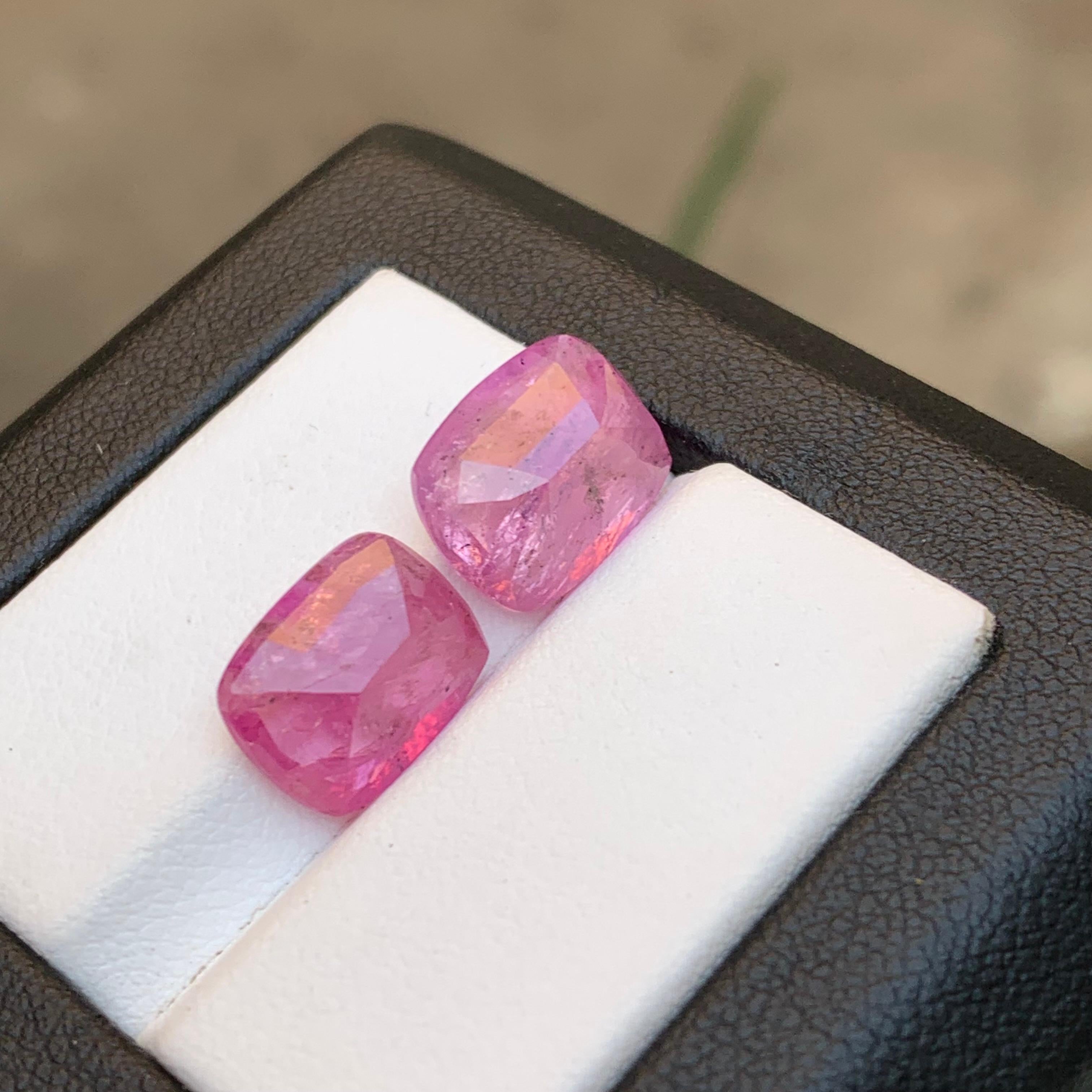 Pink Natural Sapphire Ring, Pendant Loose Gemstones Set 11.90 Ct Cushion Cut 4