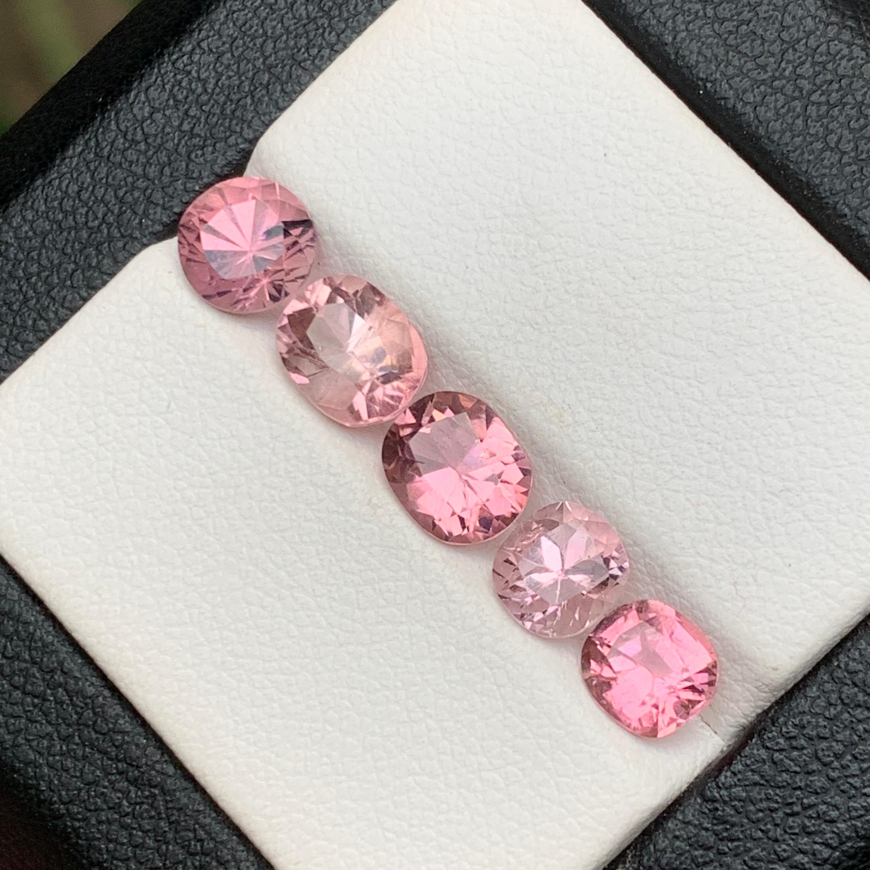 Contemporary Pink Natural Tourmaline Loose Gemstones Lot 4.80Ct Oval Cushion Cut for Jewelry For Sale