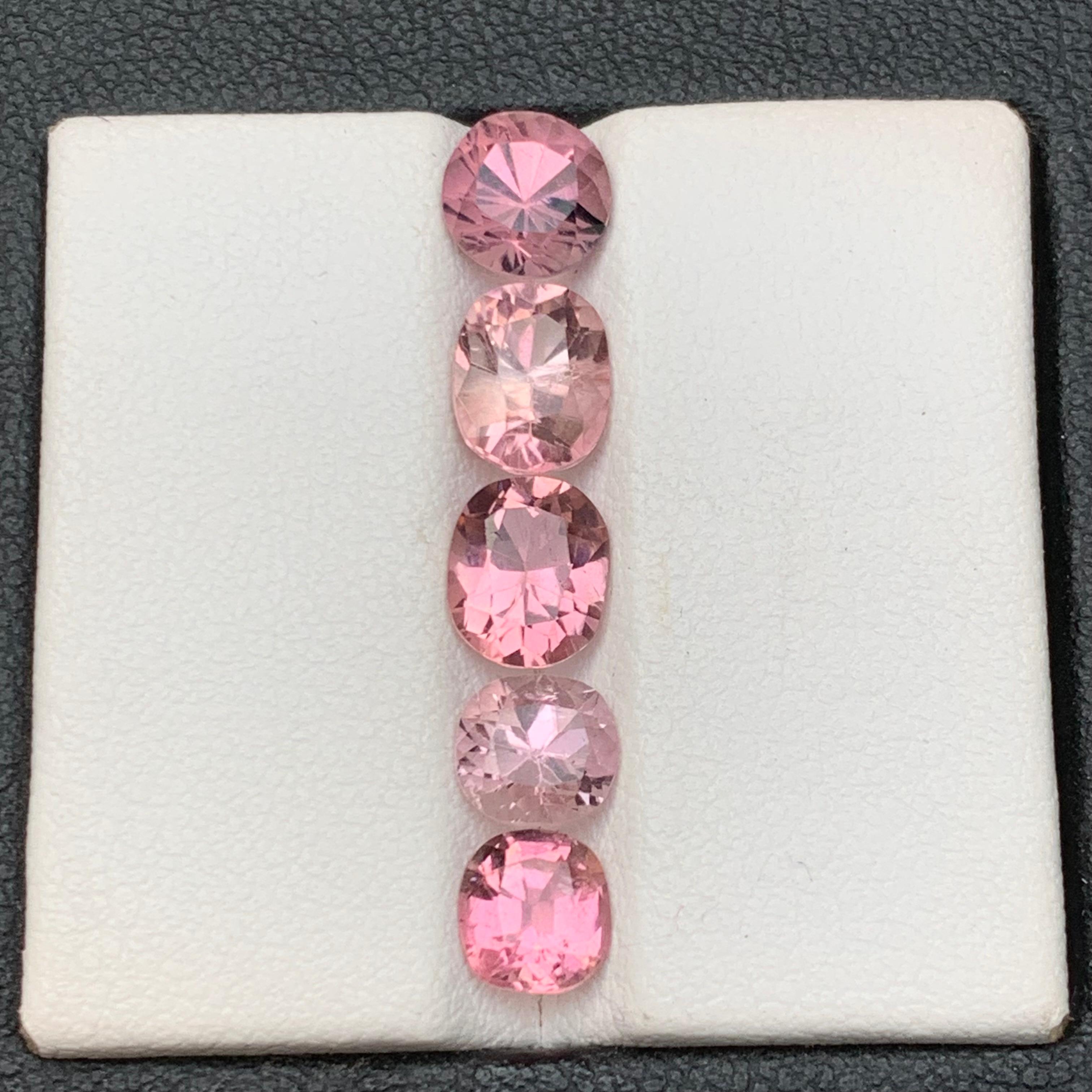 Pink Natural Tourmaline Loose Gemstones Lot 4.80Ct Oval Cushion Cut for Jewelry In New Condition For Sale In Peshawar, PK