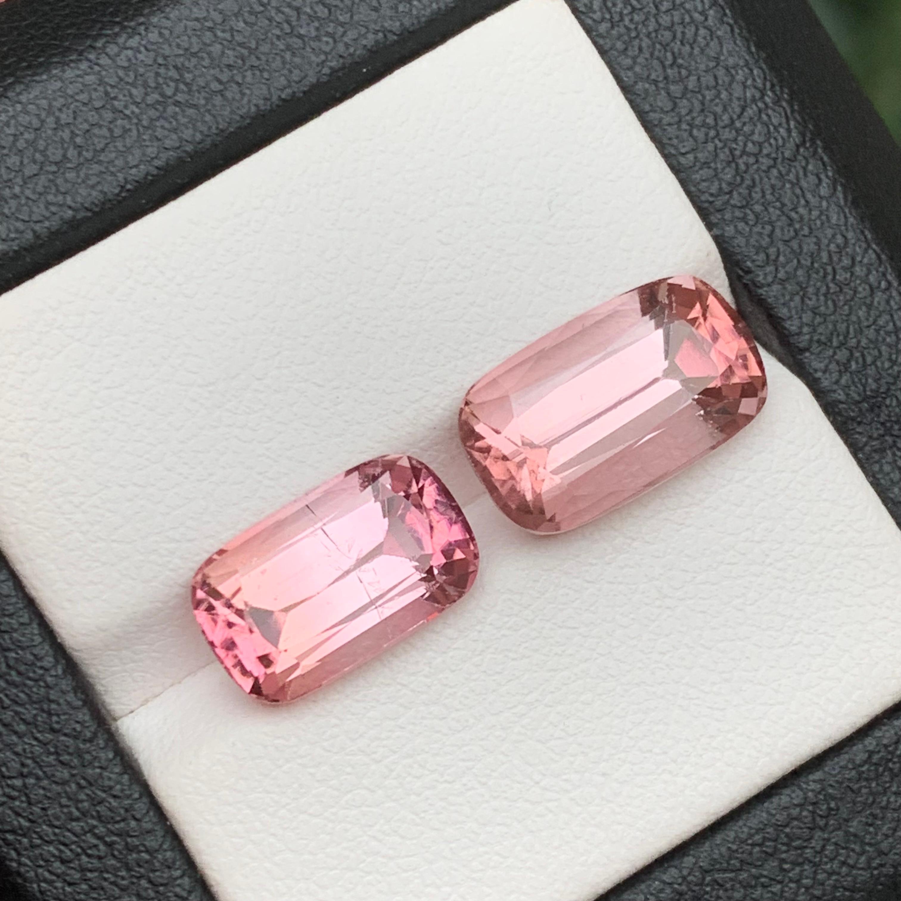 Pink Natural Tourmaline Ring, Earrings Loose Gemstones 10.45Ct Cushion Cut-Jewel For Sale 5