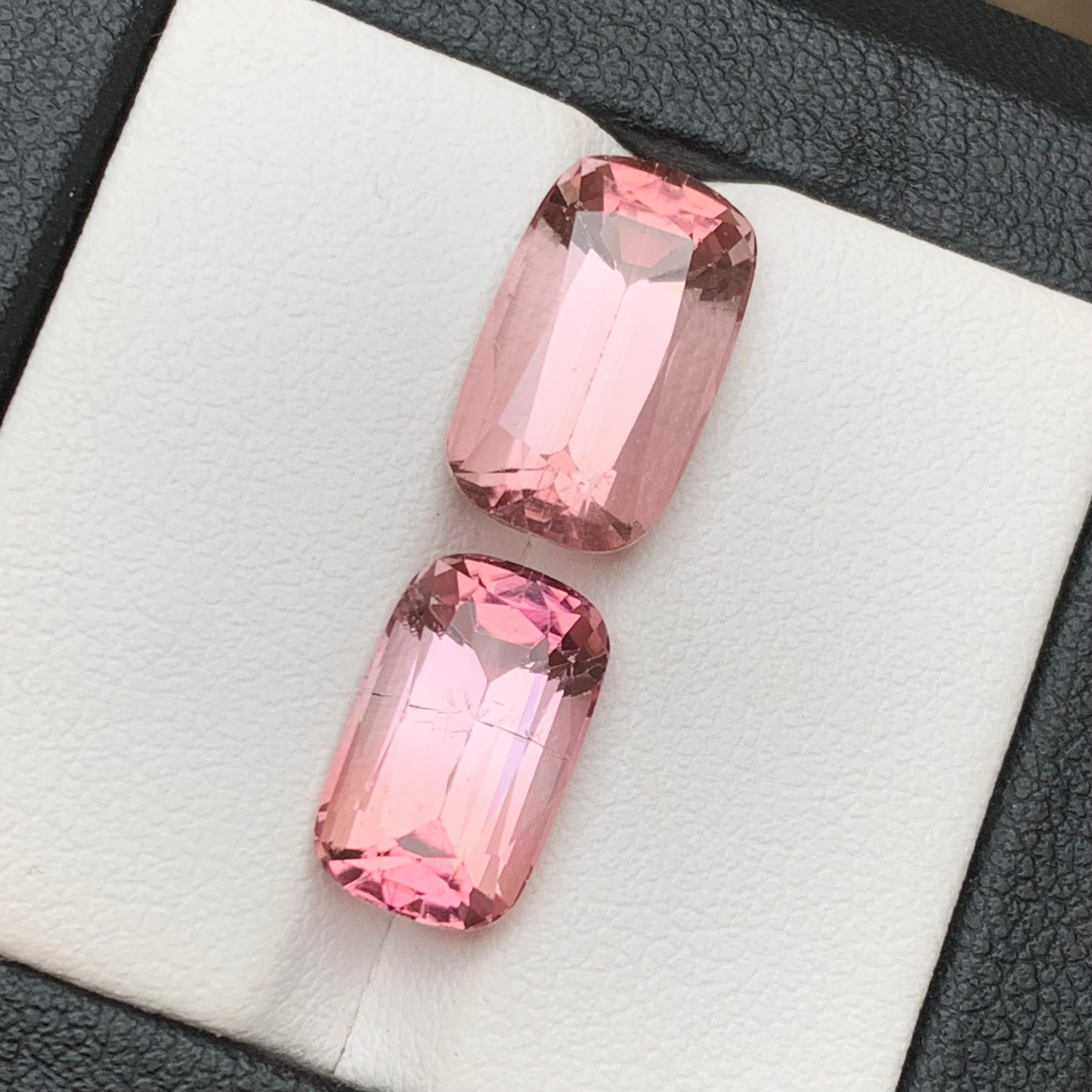 Pink Natural Tourmaline Ring, Earrings Loose Gemstones 10.45Ct Cushion Cut-Jewel For Sale 6