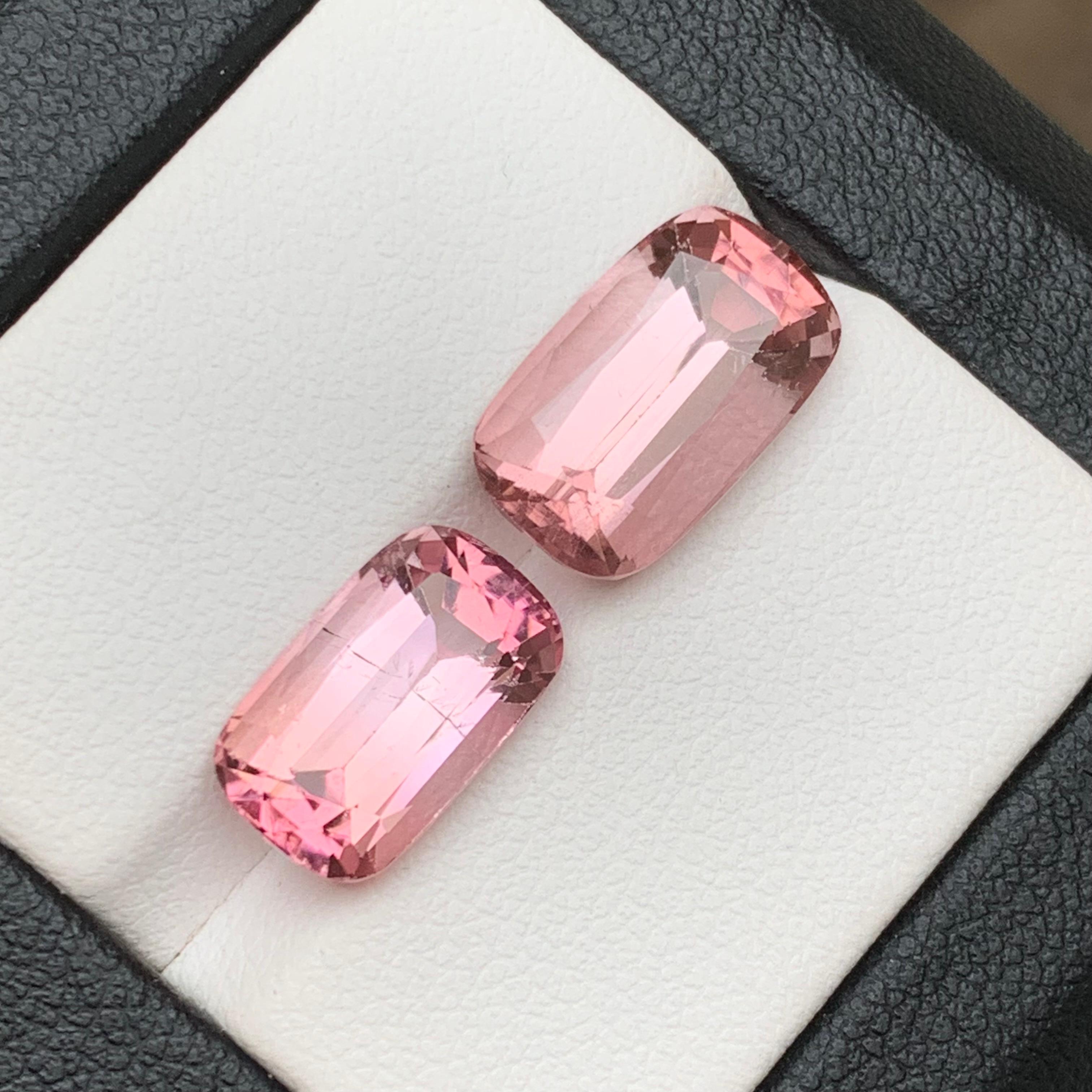 Pink Natural Tourmaline Ring, Earrings Loose Gemstones 10.45Ct Cushion Cut-Jewel For Sale 7