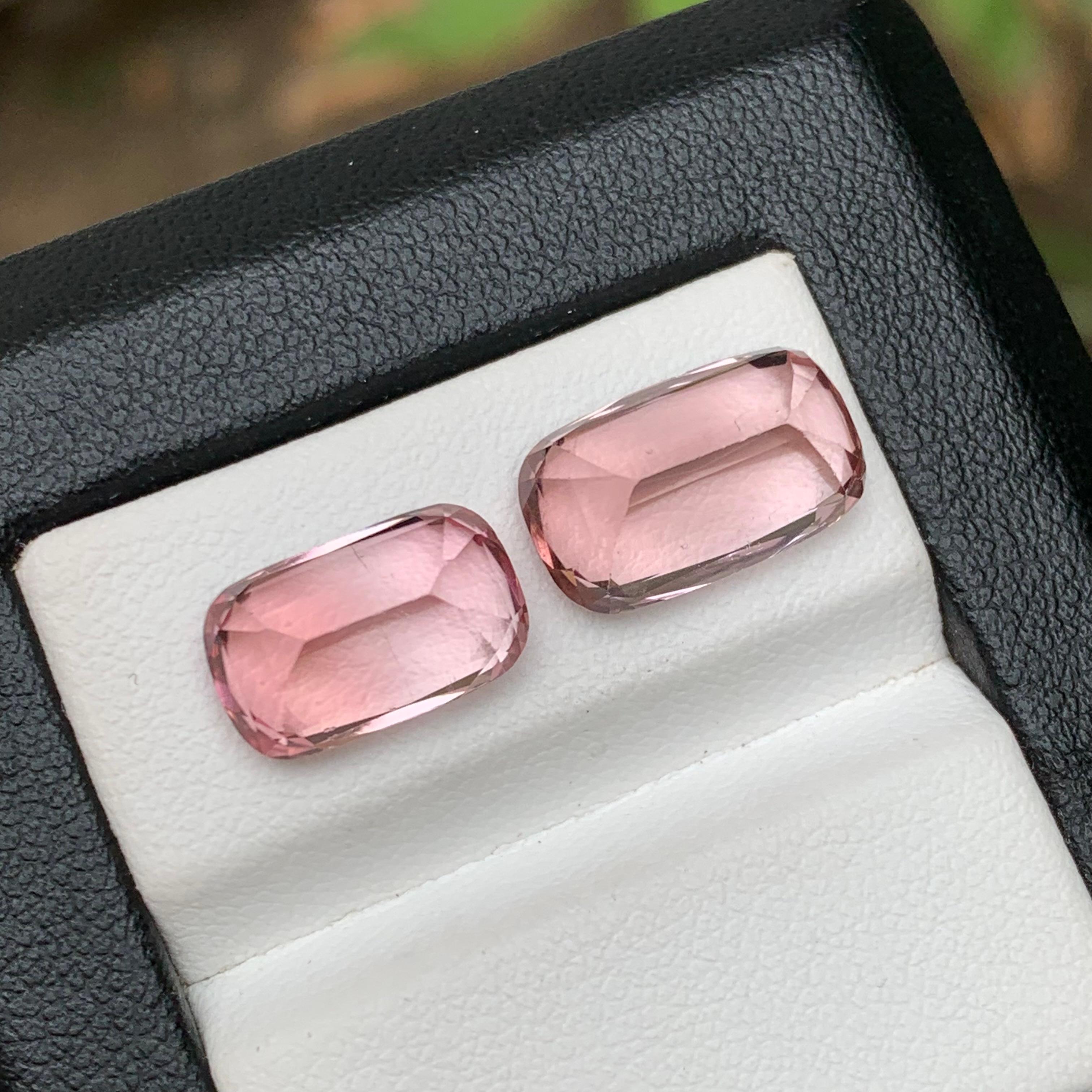Pink Natural Tourmaline Ring, Earrings Loose Gemstones 10.45Ct Cushion Cut-Jewel For Sale 8