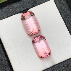Pink Natural Tourmaline Ring, Earrings Loose Gemstones 10.45Ct Cushion Cut-Jewel