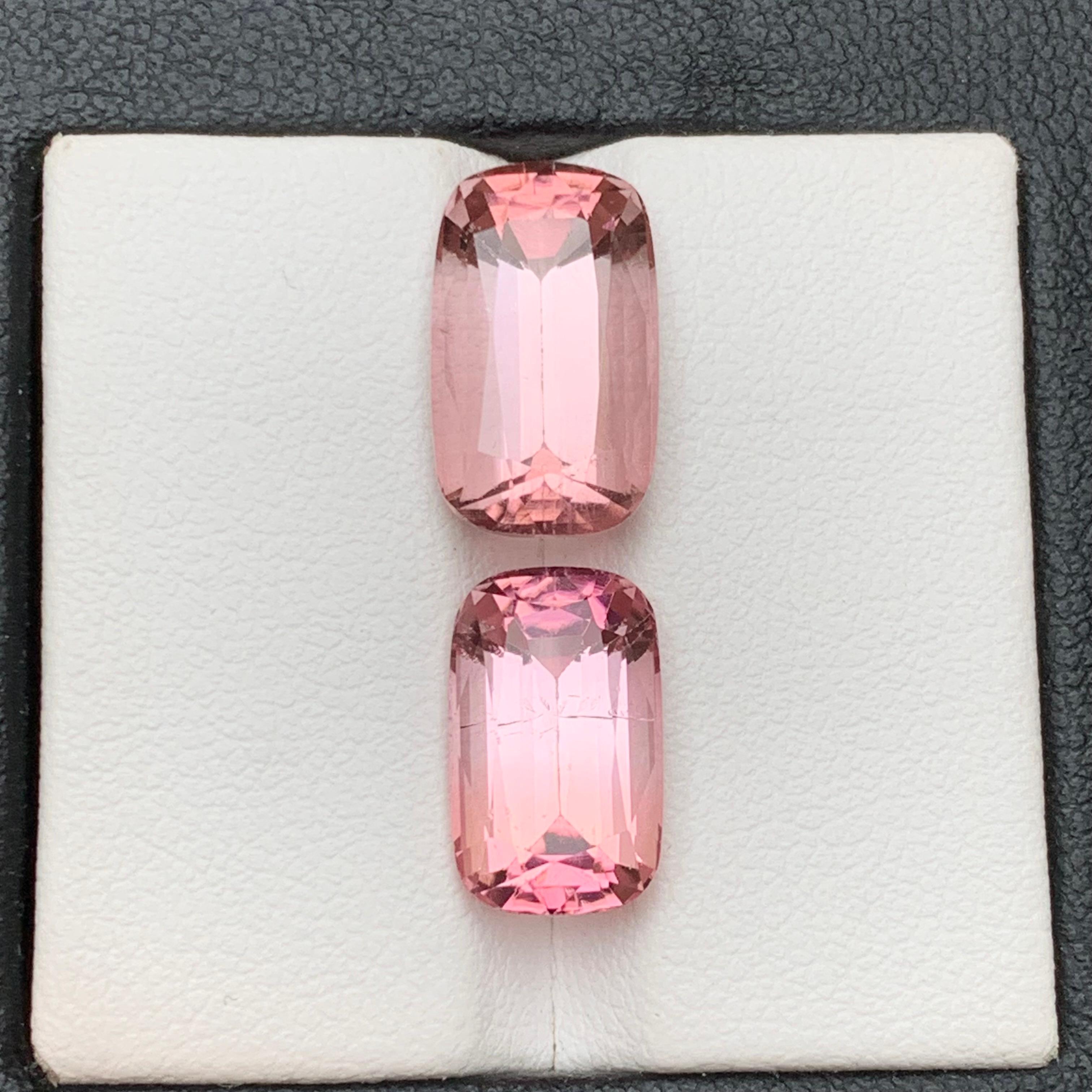 Contemporary Pink Natural Tourmaline Ring, Earrings Loose Gemstones 10.45Ct Cushion Cut-Jewel For Sale