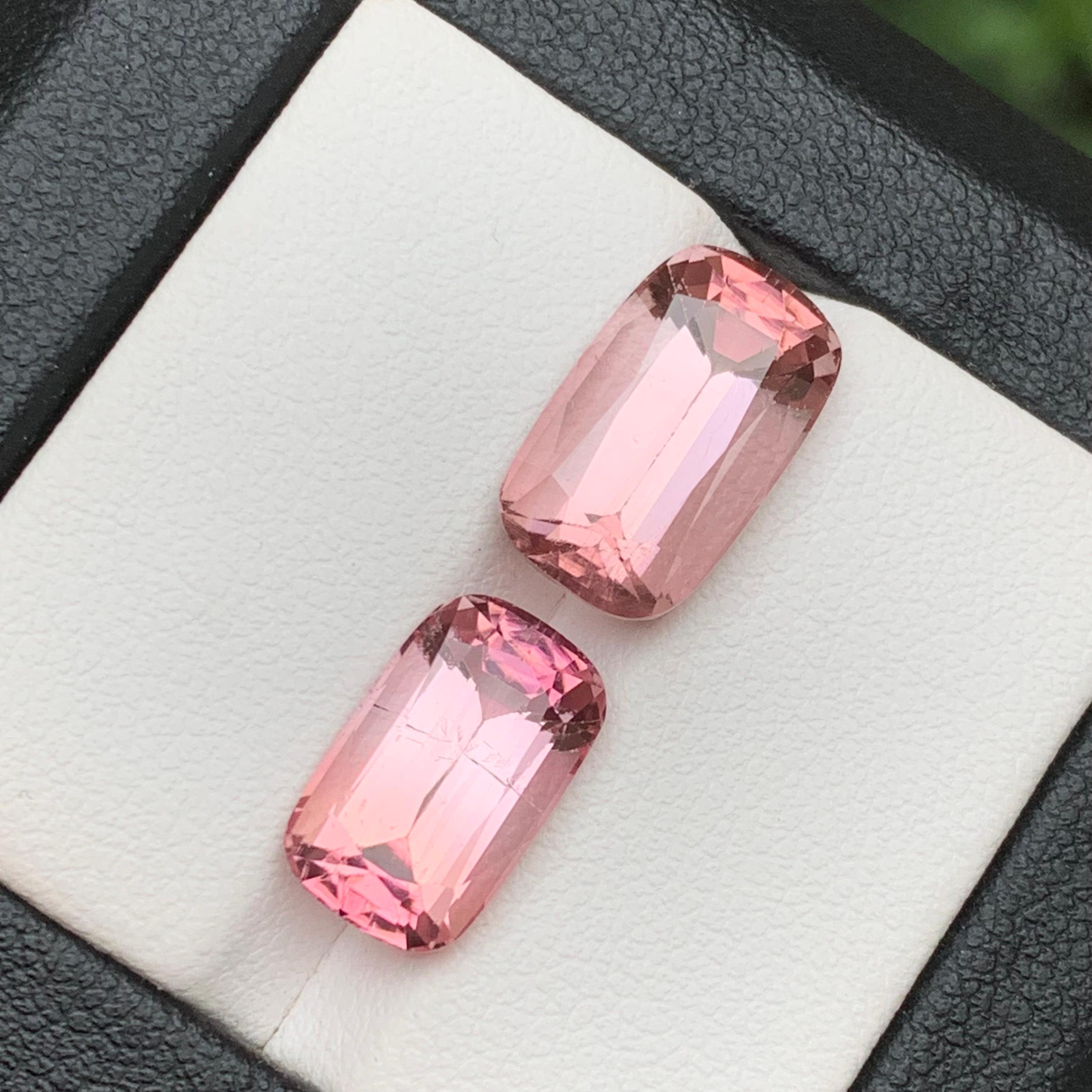 Pink Natural Tourmaline Ring, Earrings Loose Gemstones 10.45Ct Cushion Cut-Jewel In New Condition For Sale In Peshawar, PK