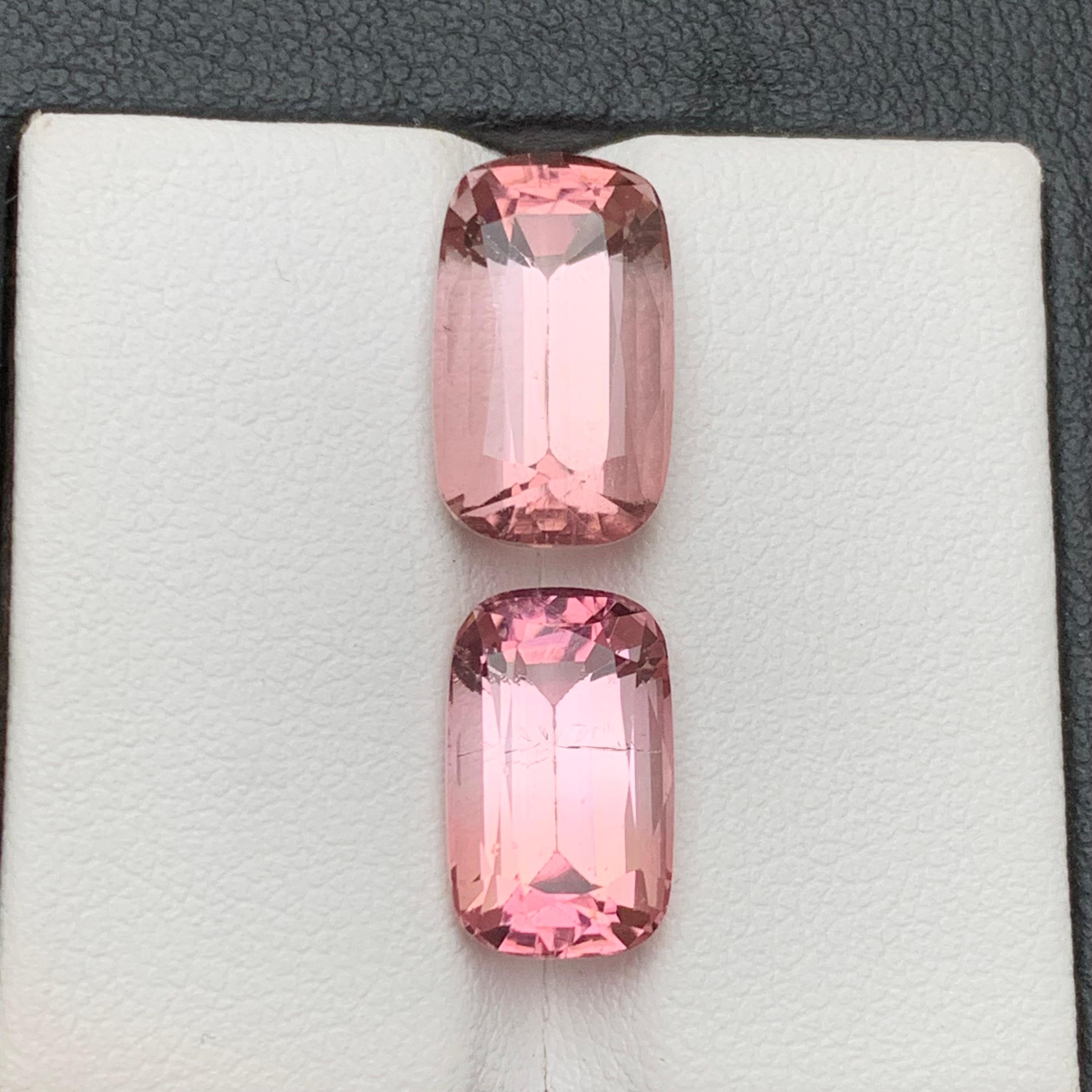 Women's or Men's Pink Natural Tourmaline Ring, Earrings Loose Gemstones 10.45Ct Cushion Cut-Jewel For Sale