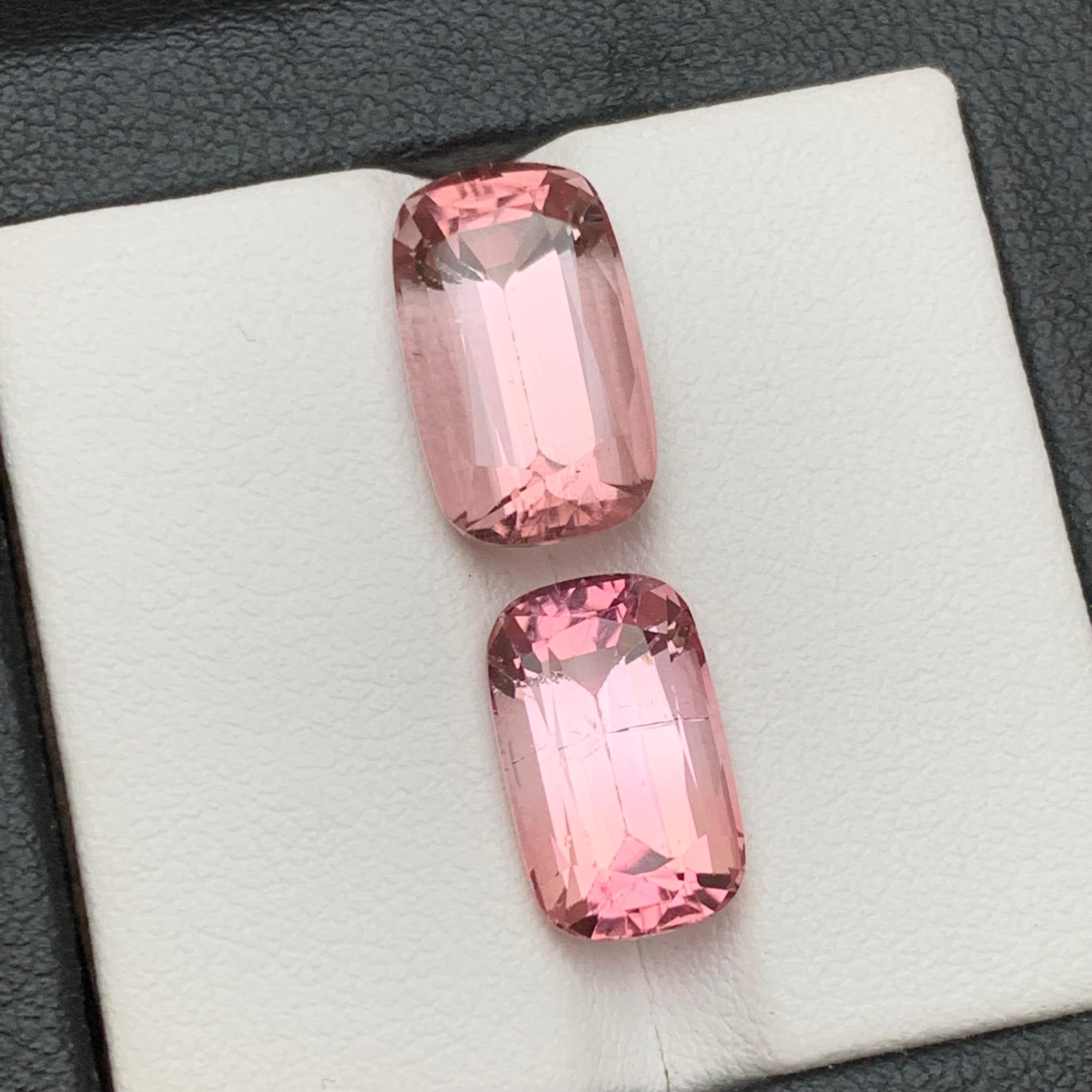 Pink Natural Tourmaline Ring, Earrings Loose Gemstones 10.45Ct Cushion Cut-Jewel For Sale 1