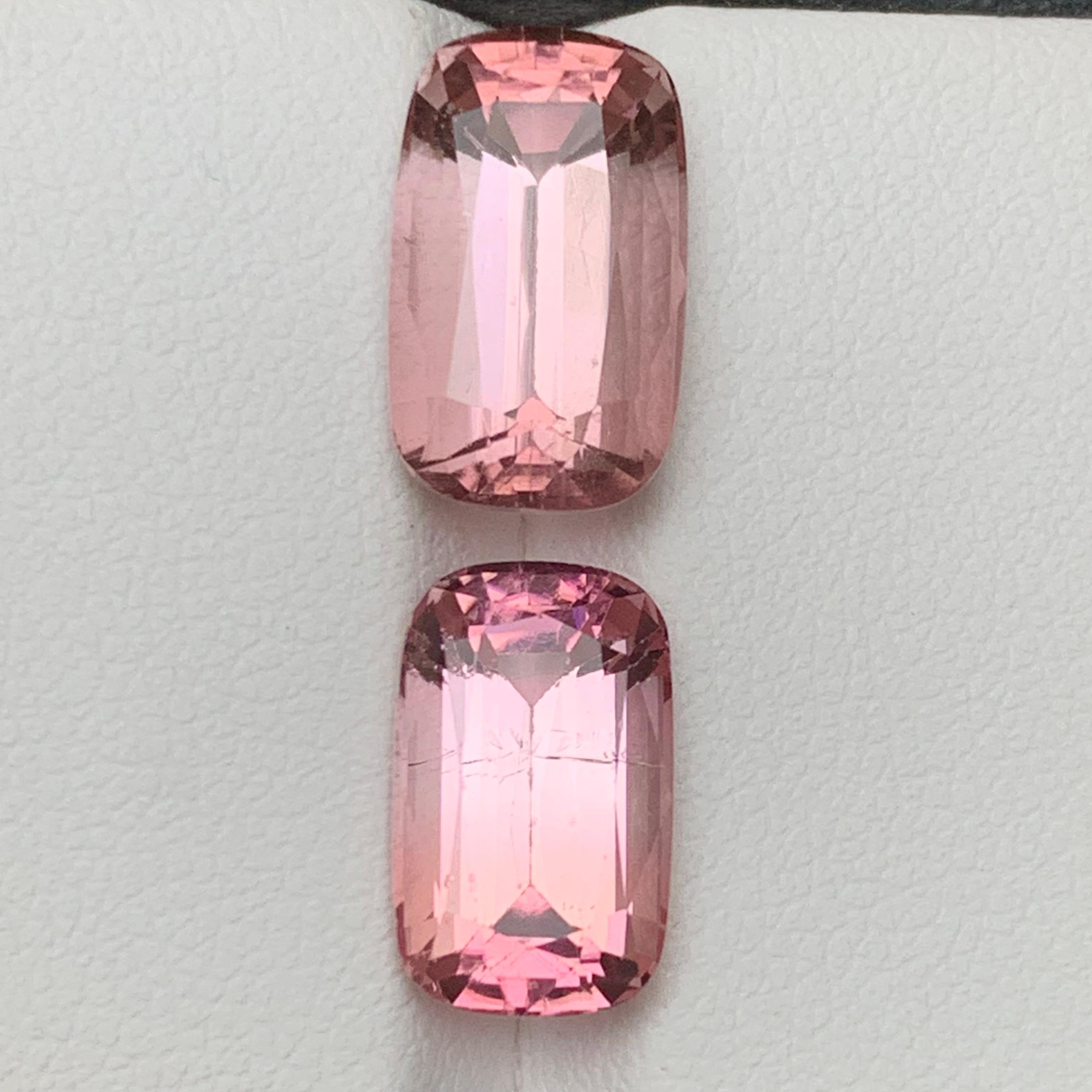 Pink Natural Tourmaline Ring, Earrings Loose Gemstones 10.45Ct Cushion Cut-Jewel For Sale 2