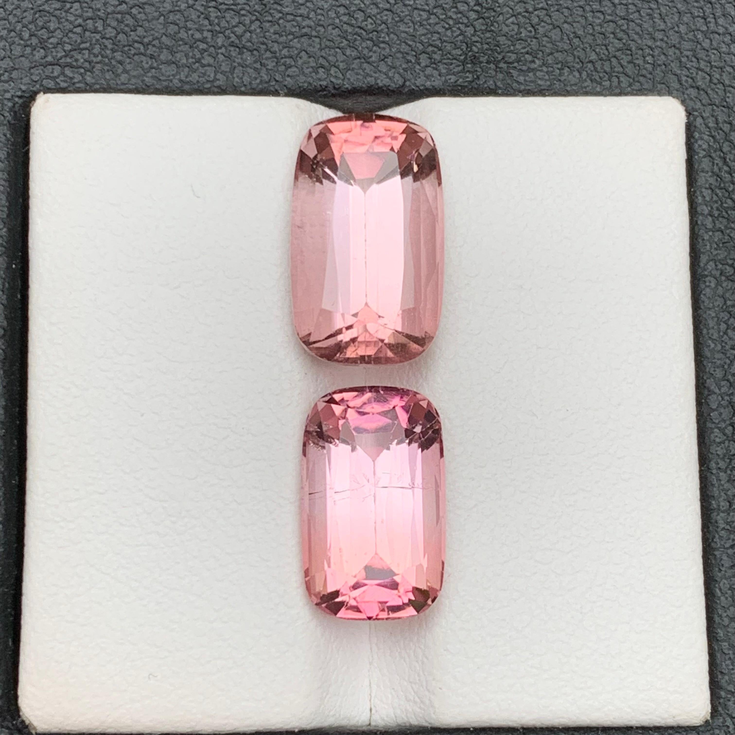 Pink Natural Tourmaline Ring, Earrings Loose Gemstones 10.45Ct Cushion Cut-Jewel For Sale 4