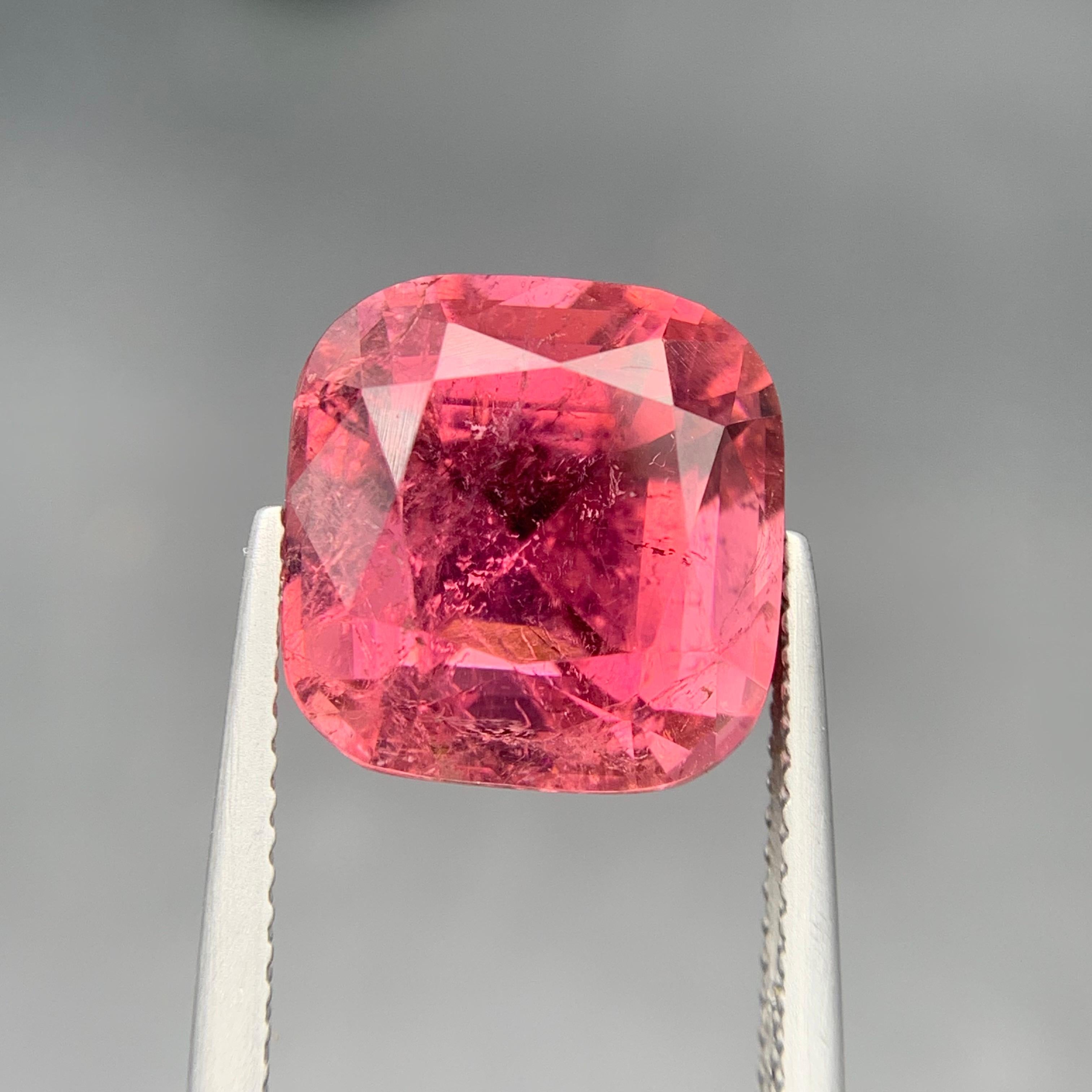 Anello di tormalina naturale rosa, collana, ciondolo, gemma sciolta da 10 carati con taglio a cuscino in vendita 4