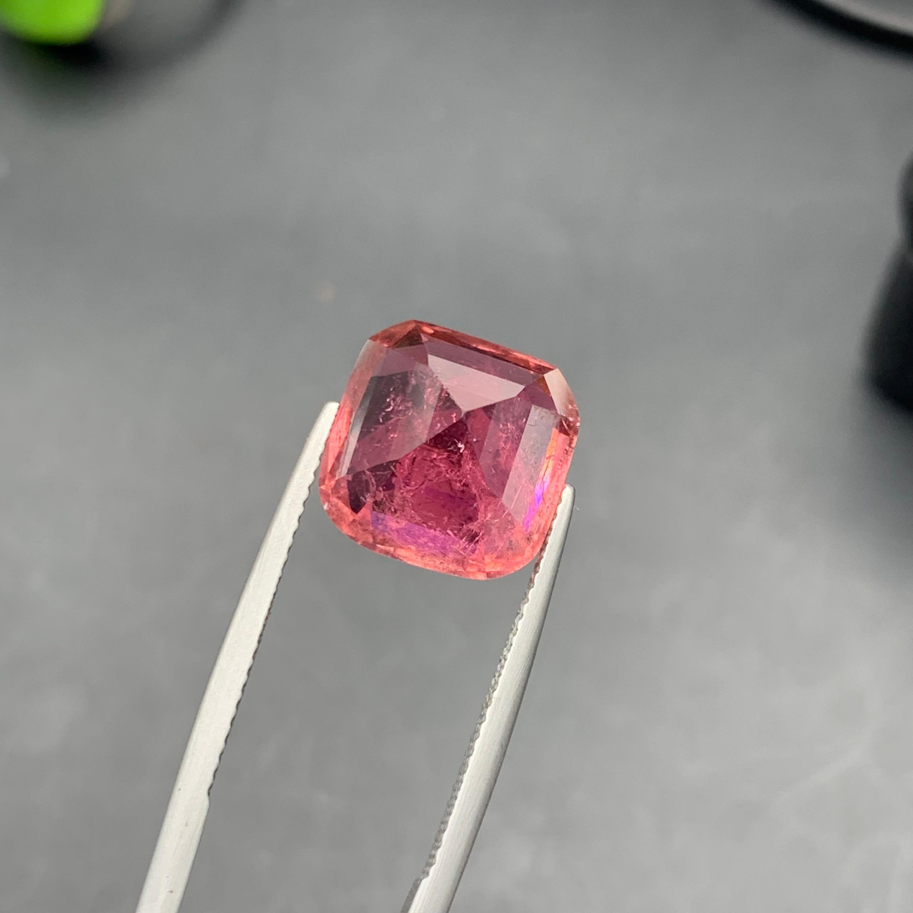 Anello di tormalina naturale rosa, collana, ciondolo, gemma sciolta da 10 carati con taglio a cuscino in vendita 5
