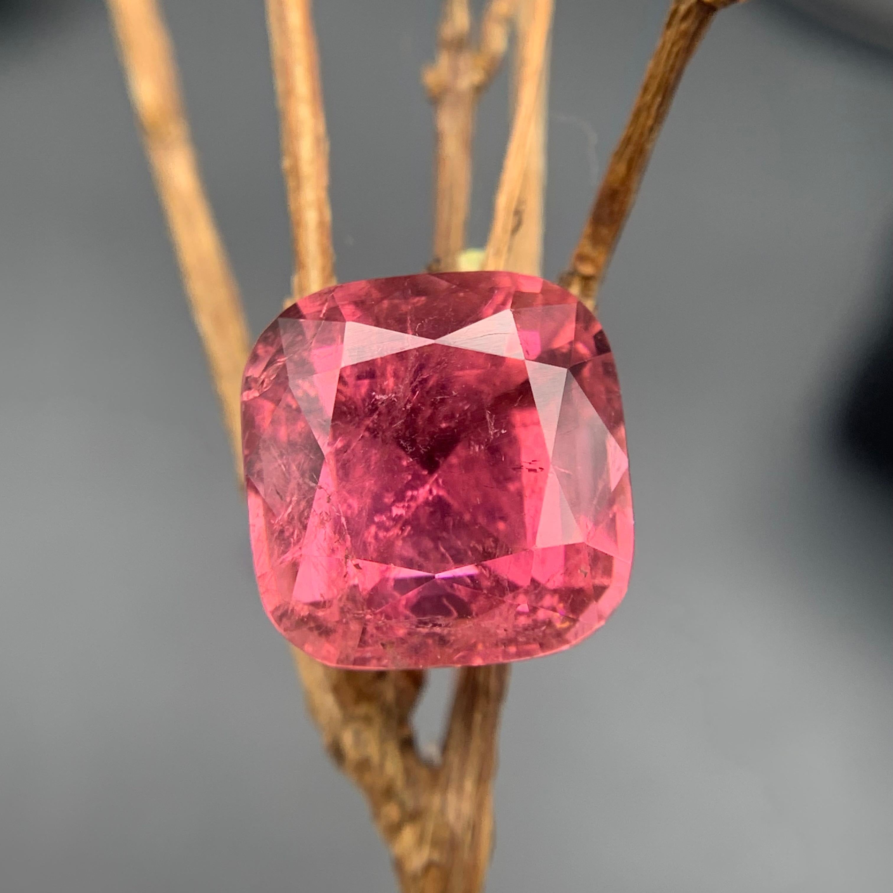 Anello di tormalina naturale rosa, collana, ciondolo, gemma sciolta da 10 carati con taglio a cuscino in vendita 7