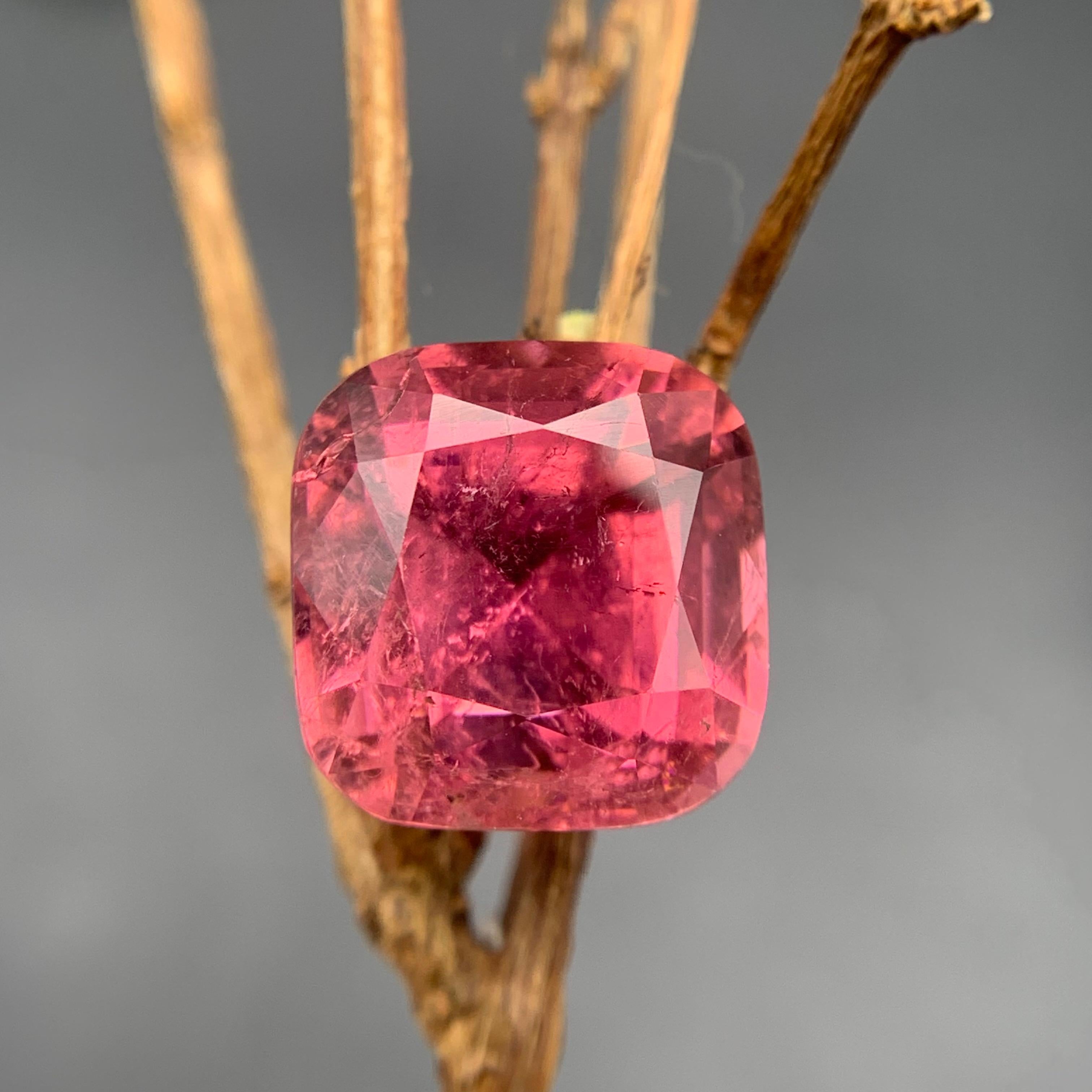 da uomo o donna Anello di tormalina naturale rosa, collana, ciondolo, gemma sciolta da 10 carati con taglio a cuscino in vendita