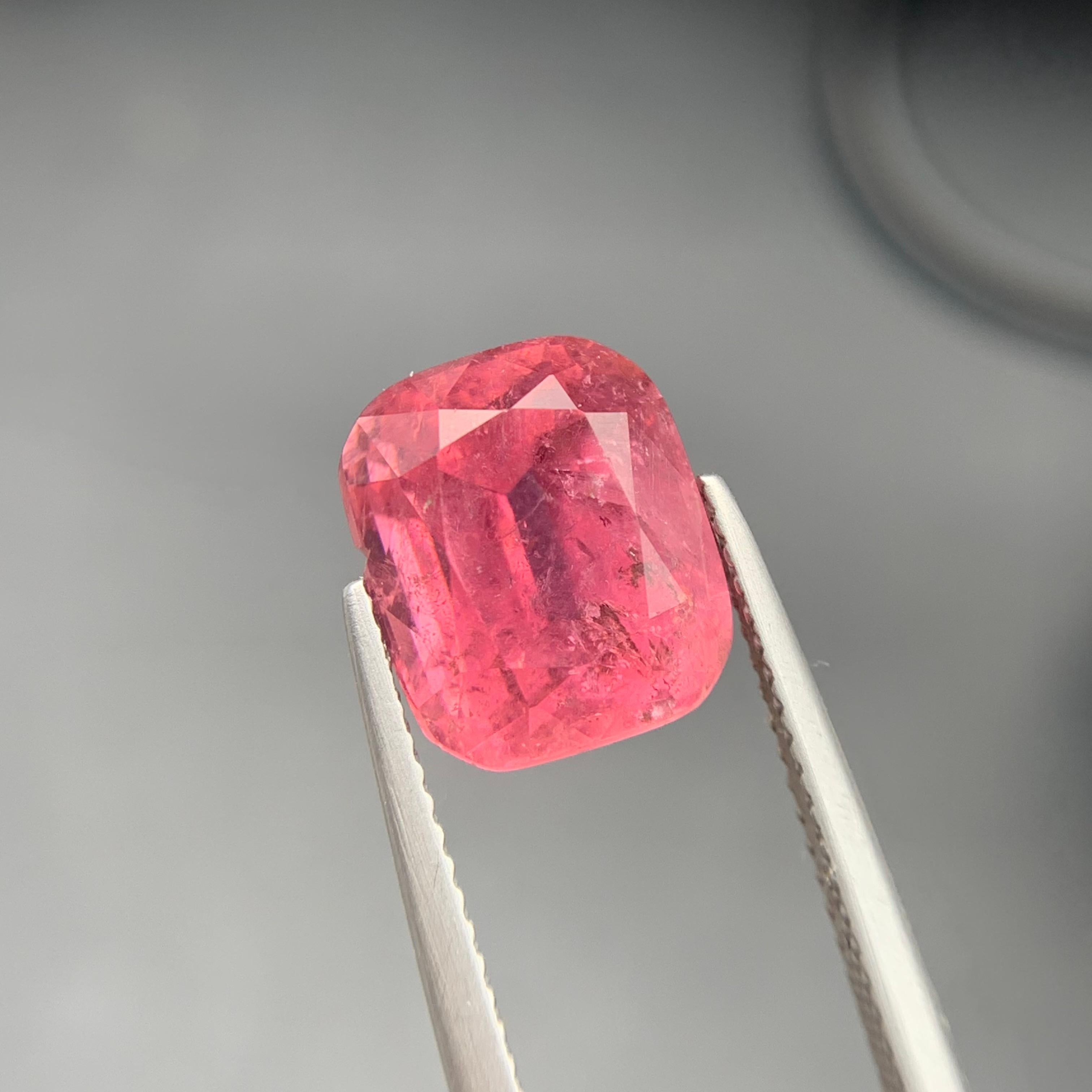 Pink Natural Tourmaline Ring, Necklace Pendant Loose Gemstone 6.30Ct Cushion Cut For Sale 6