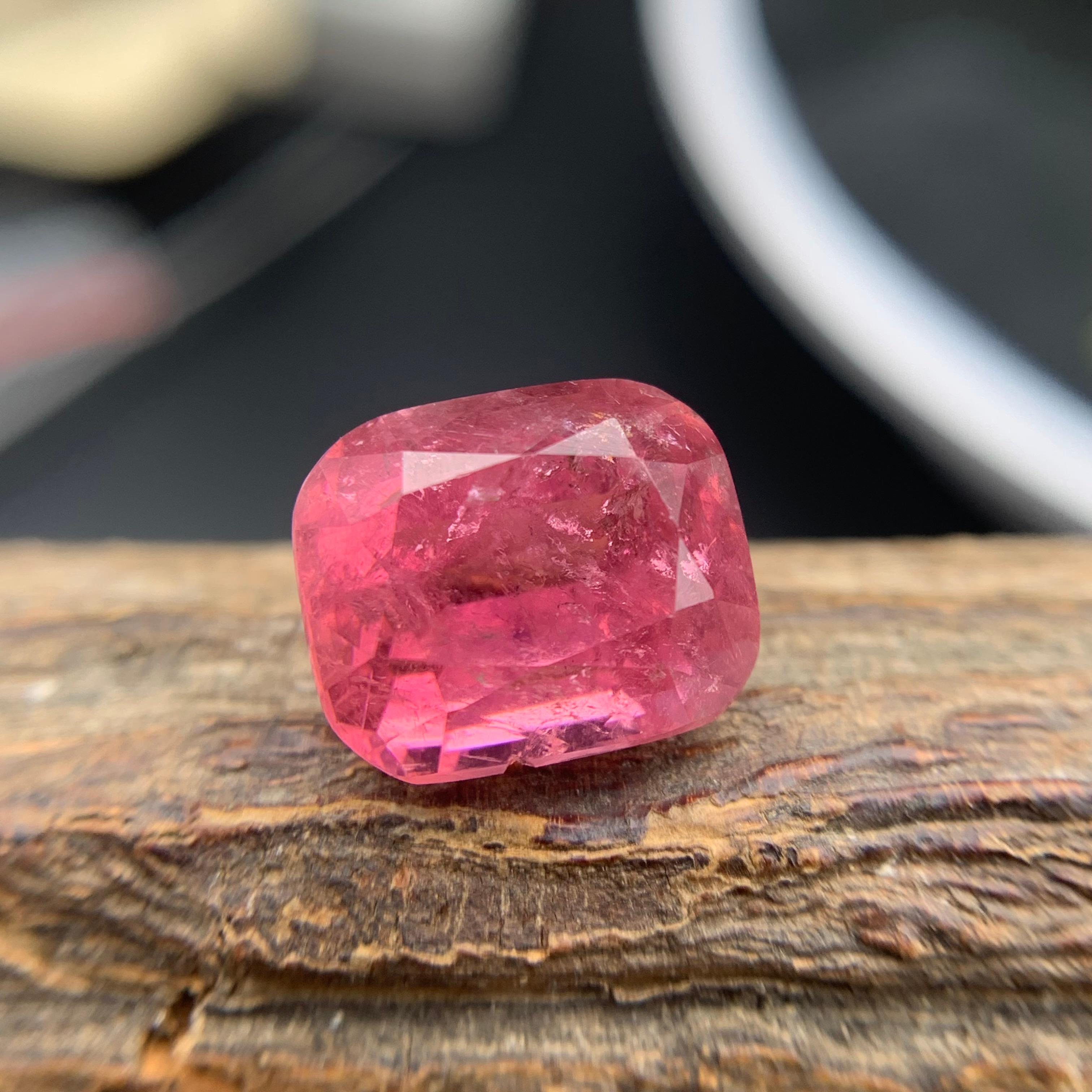 Pink Natural Tourmaline Ring, Necklace Pendant Loose Gemstone 6.30Ct Cushion Cut For Sale 3