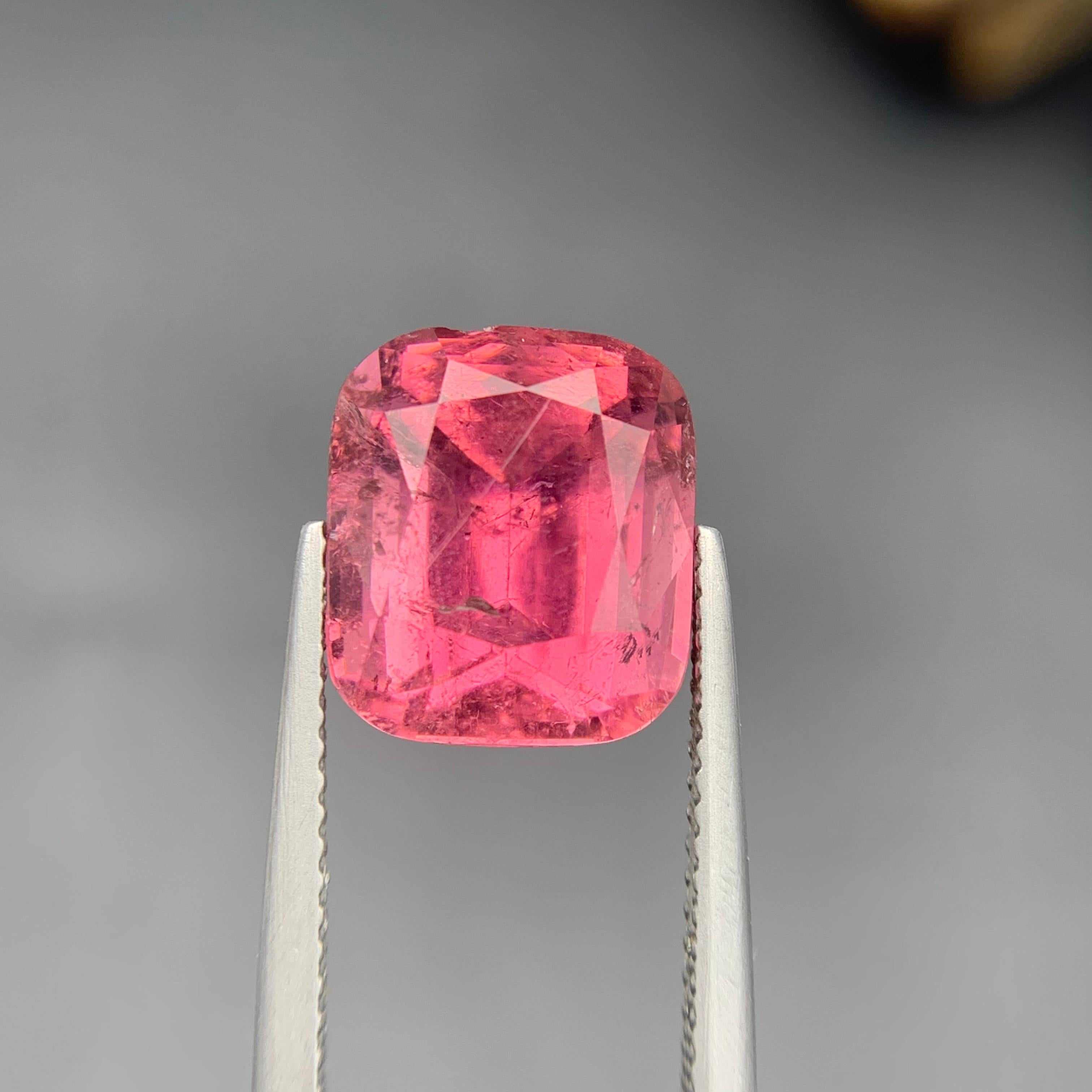 Pink Natural Tourmaline Ring, Necklace Pendant Loose Gemstone 7.35Ct Cushion Cut For Sale 5