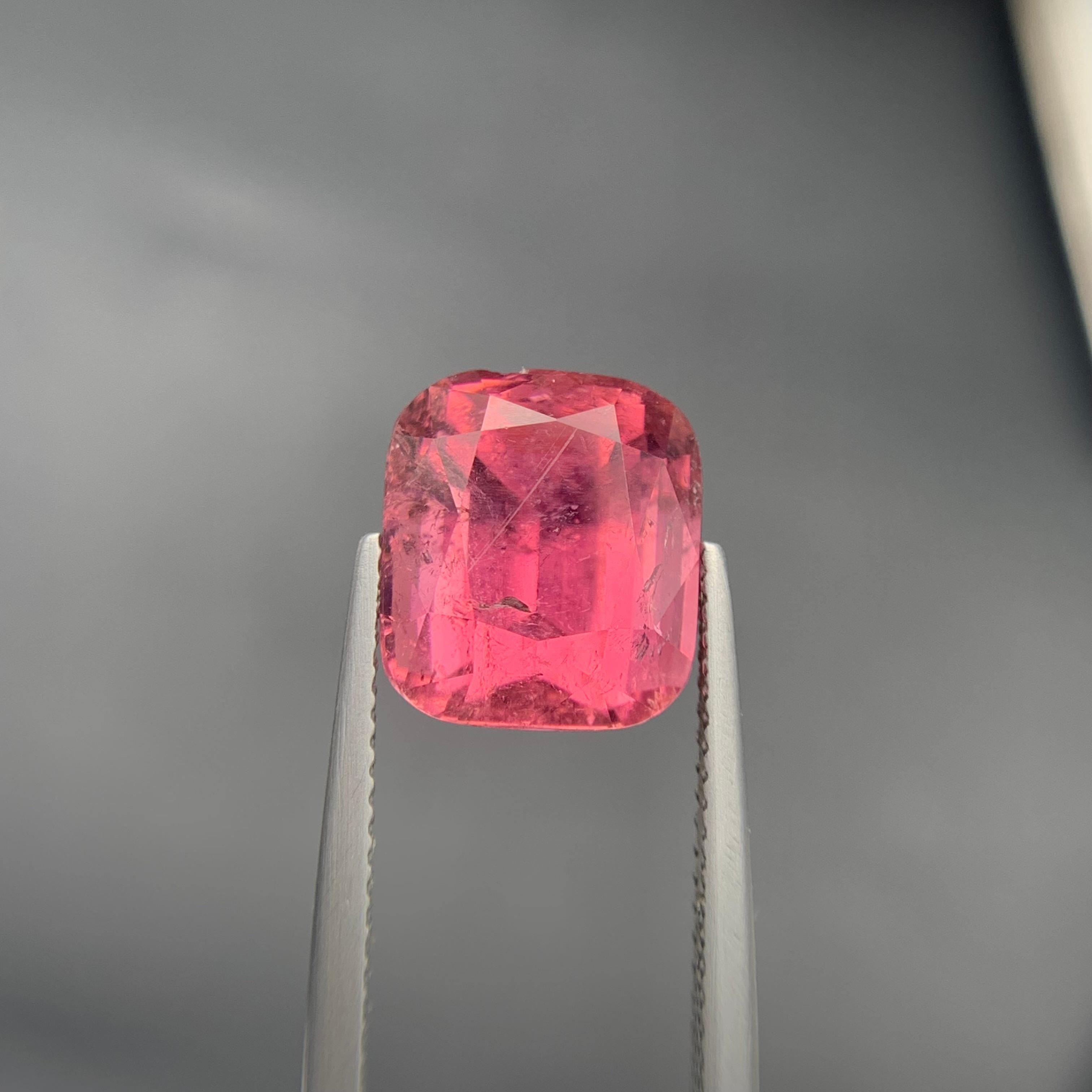 Pink Natural Tourmaline Ring, Necklace Pendant Loose Gemstone 7.35Ct Cushion Cut For Sale 6