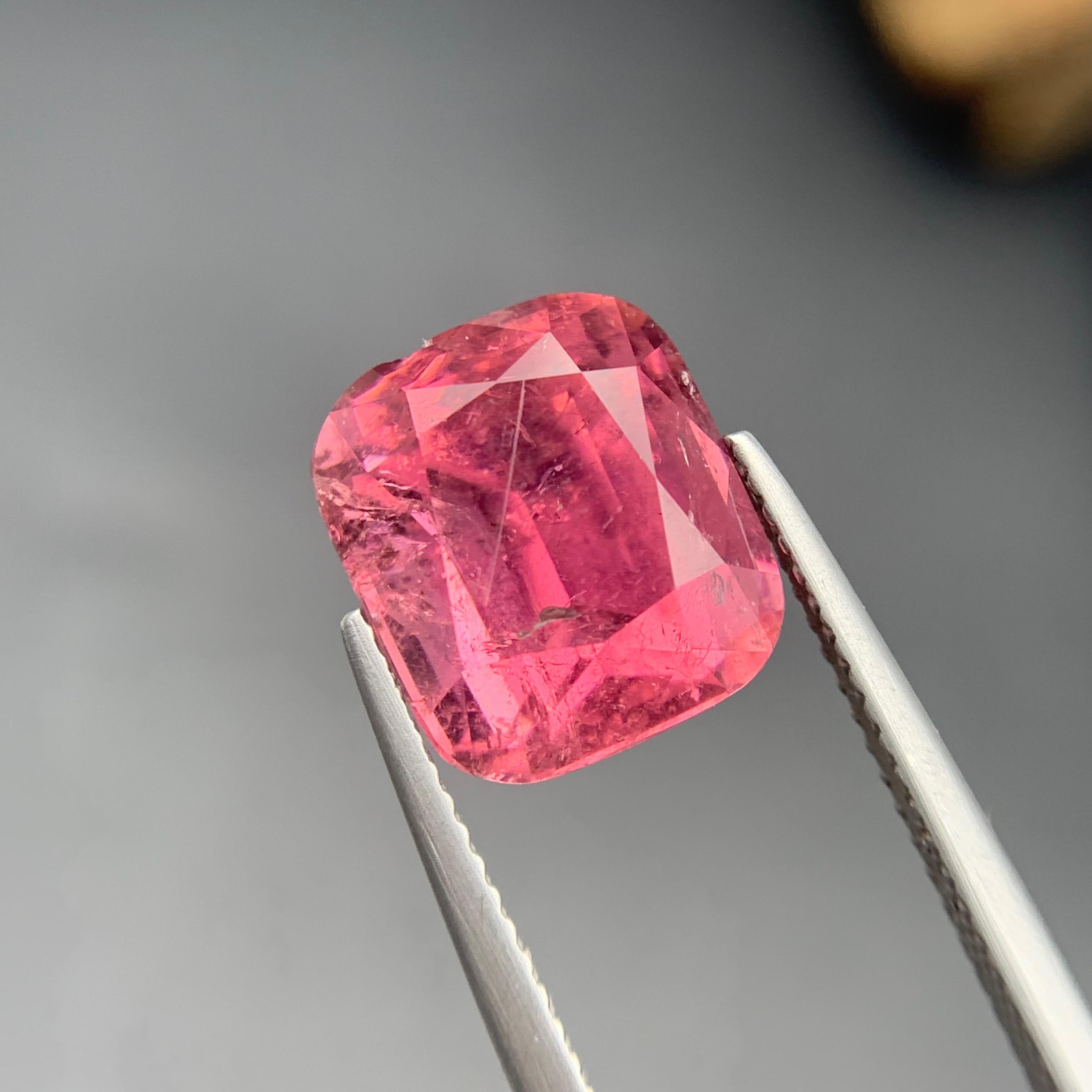 Contemporary Pink Natural Tourmaline Ring, Necklace Pendant Loose Gemstone 7.35Ct Cushion Cut For Sale
