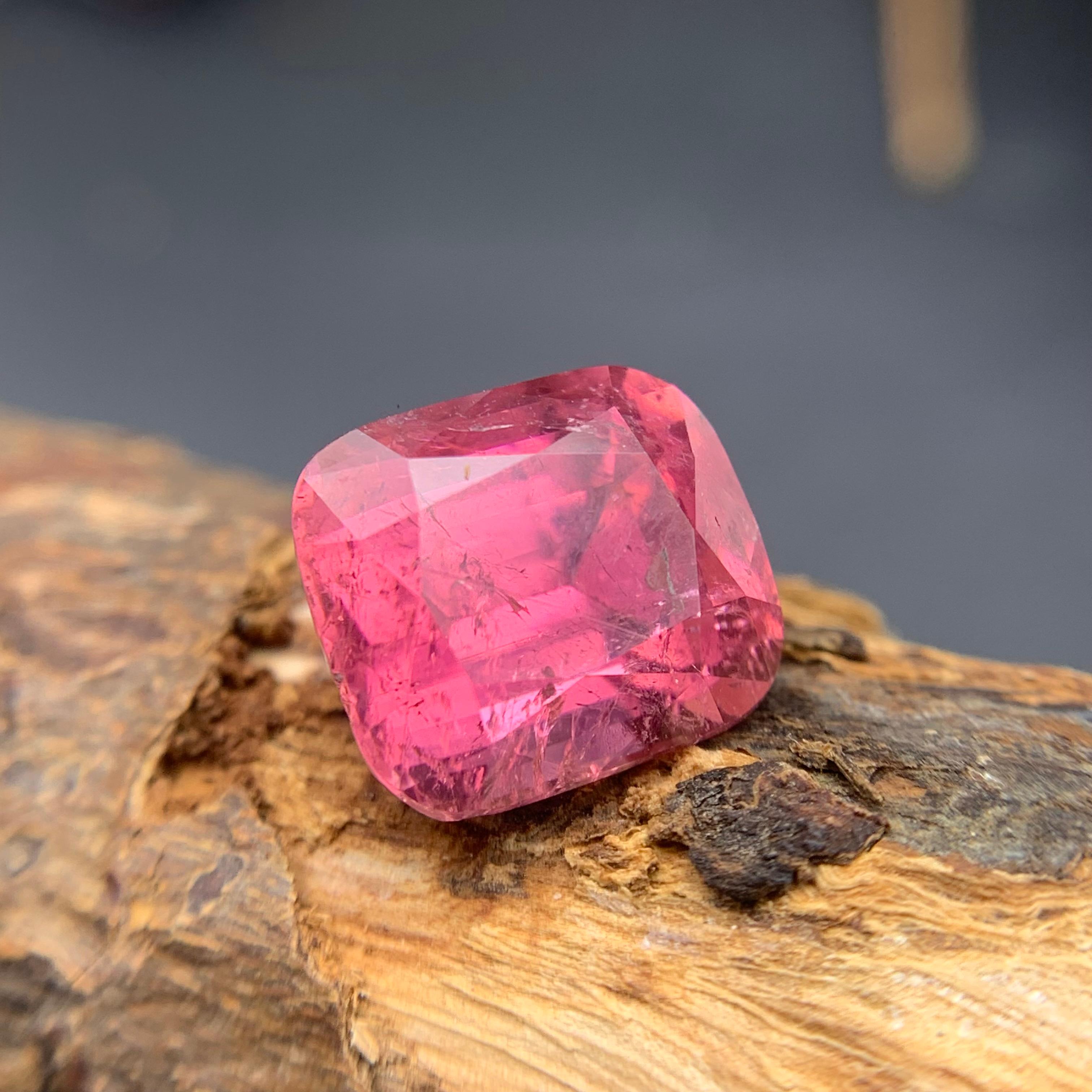 Pink Natural Tourmaline Ring, Necklace Pendant Loose Gemstone 7.35Ct Cushion Cut In New Condition For Sale In Peshawar, PK